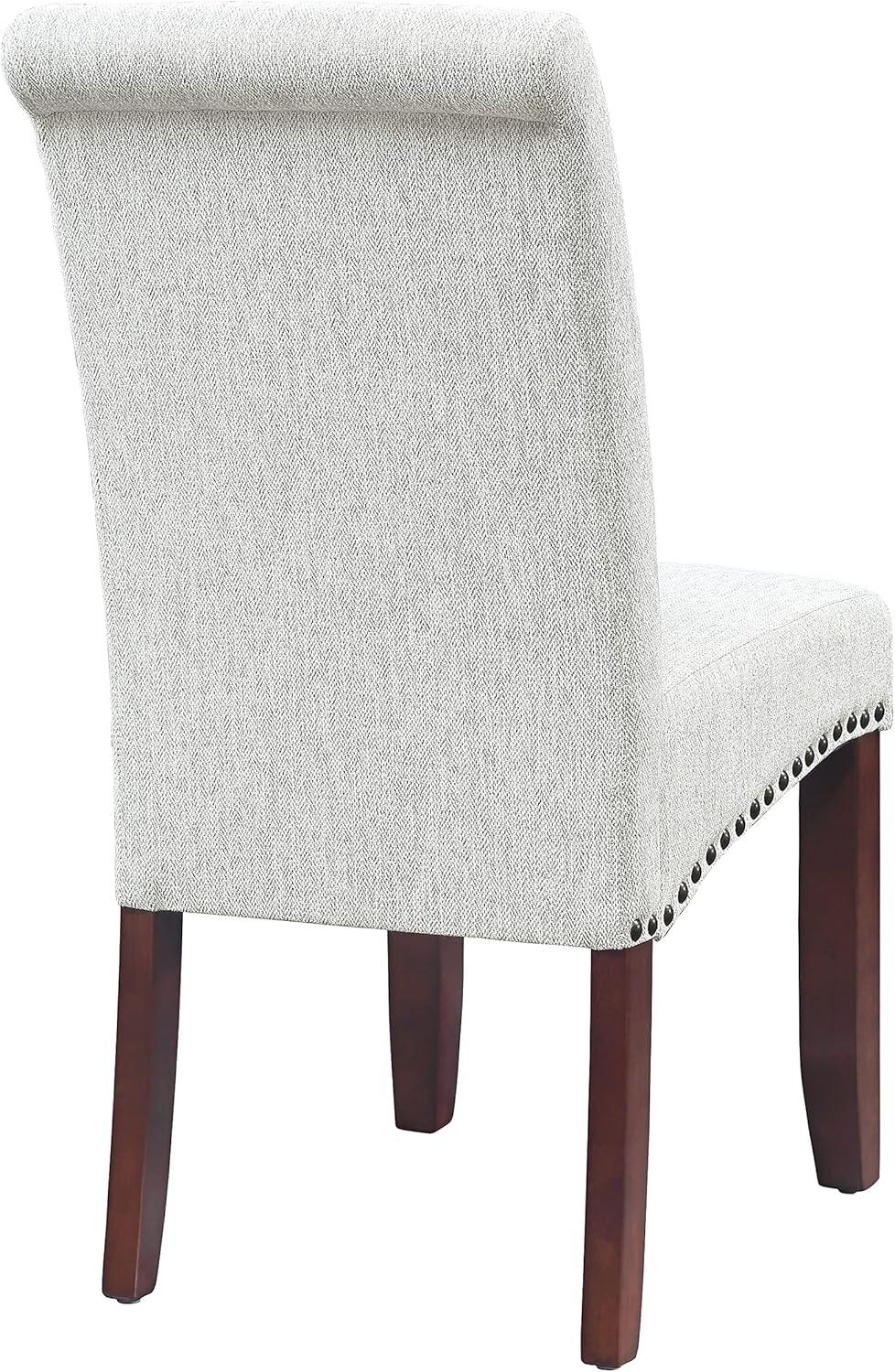 Parsons Dining Chair with Antique Bronze Nail Heads in Smoke Ash Fabric