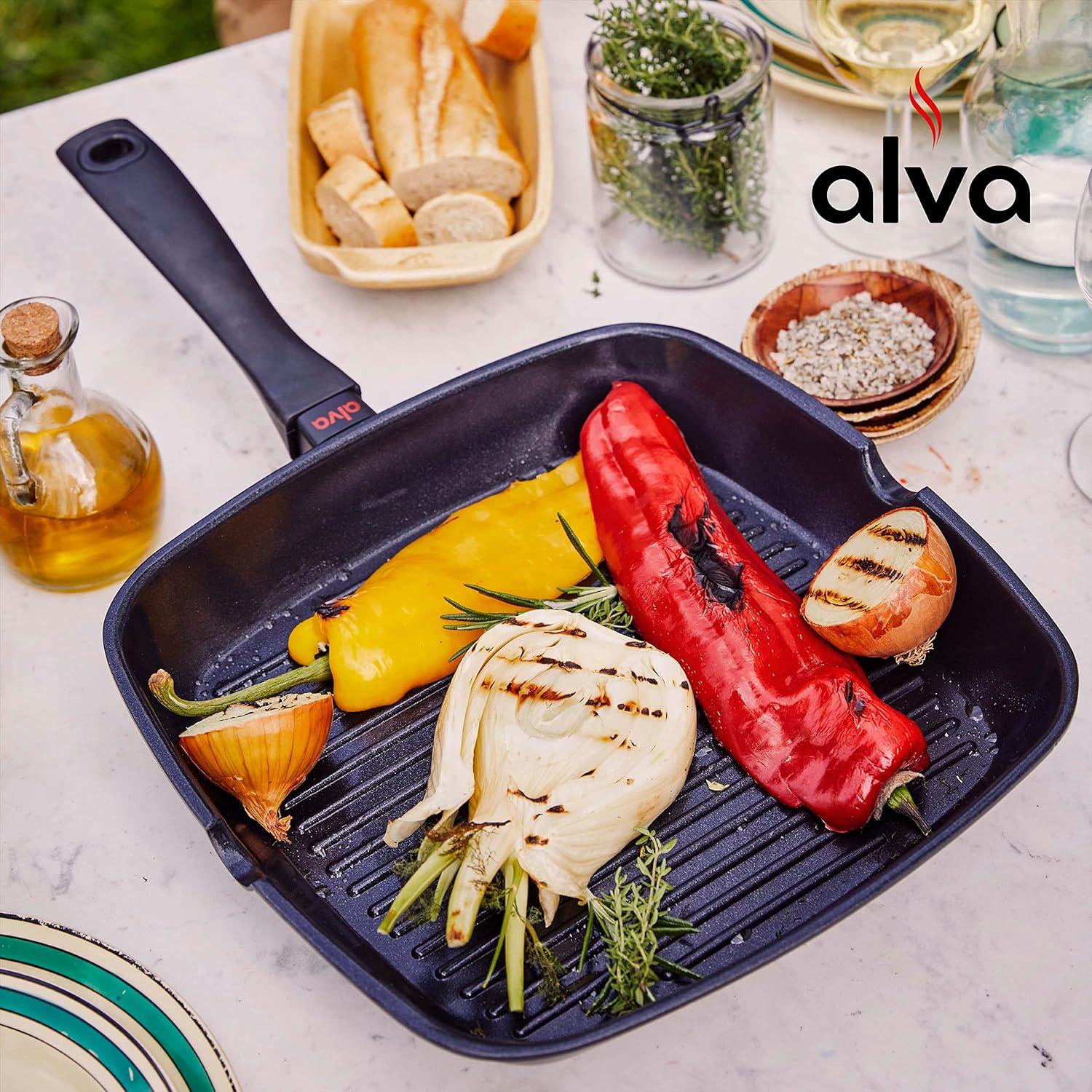 Alva Energy Cast Aluminum Grill Pan with 2 Handles - Nonstick, 11 inch