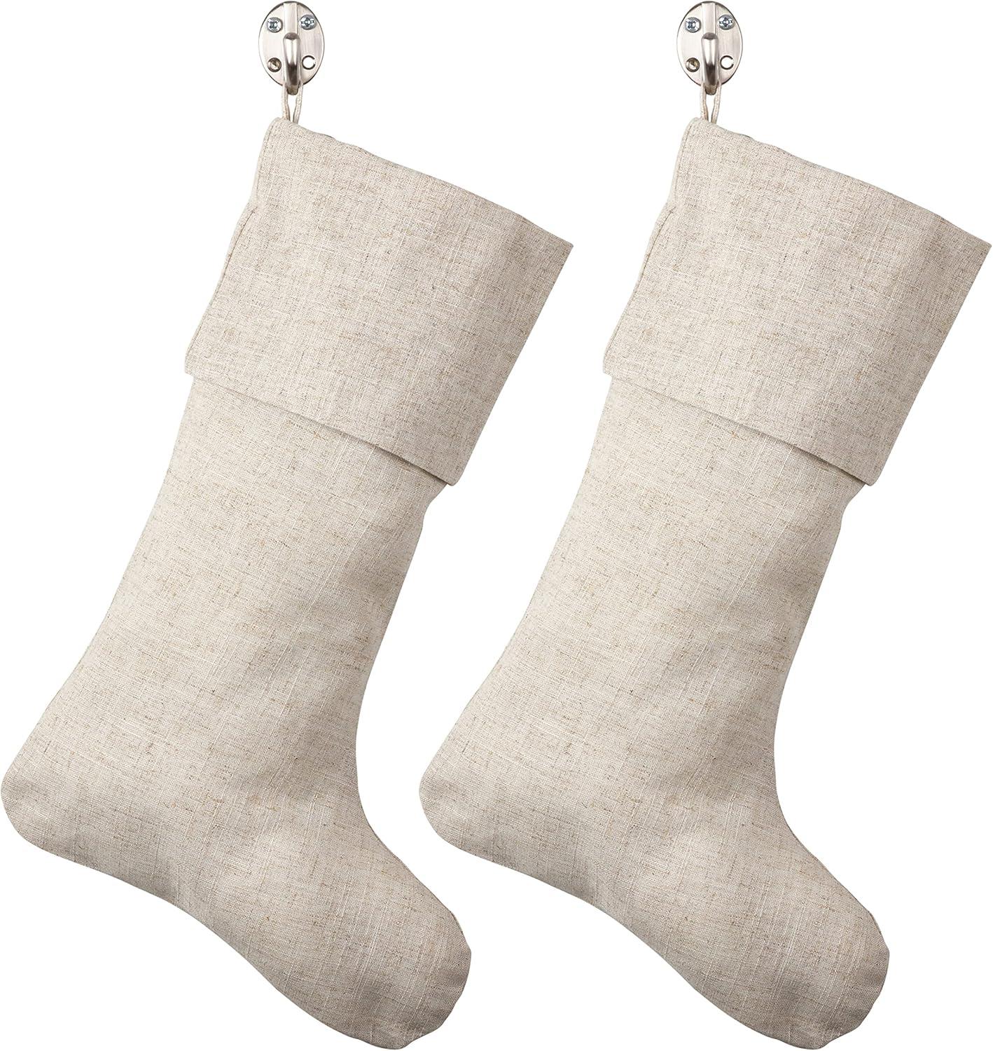 Natural Linen Blend Toscana Christmas Stocking Set