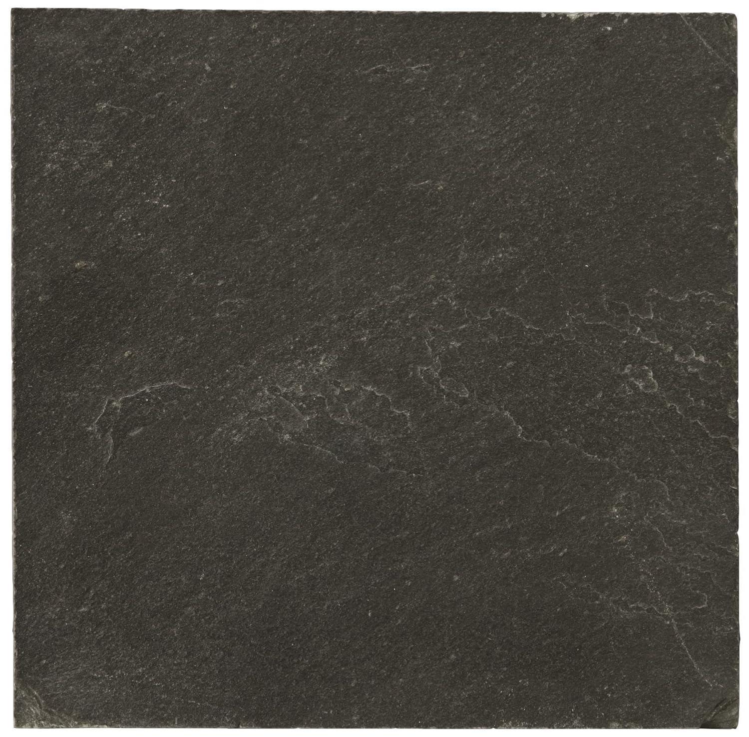 Midnight Black 16x16 Matte Slate Tile with Straight Edge