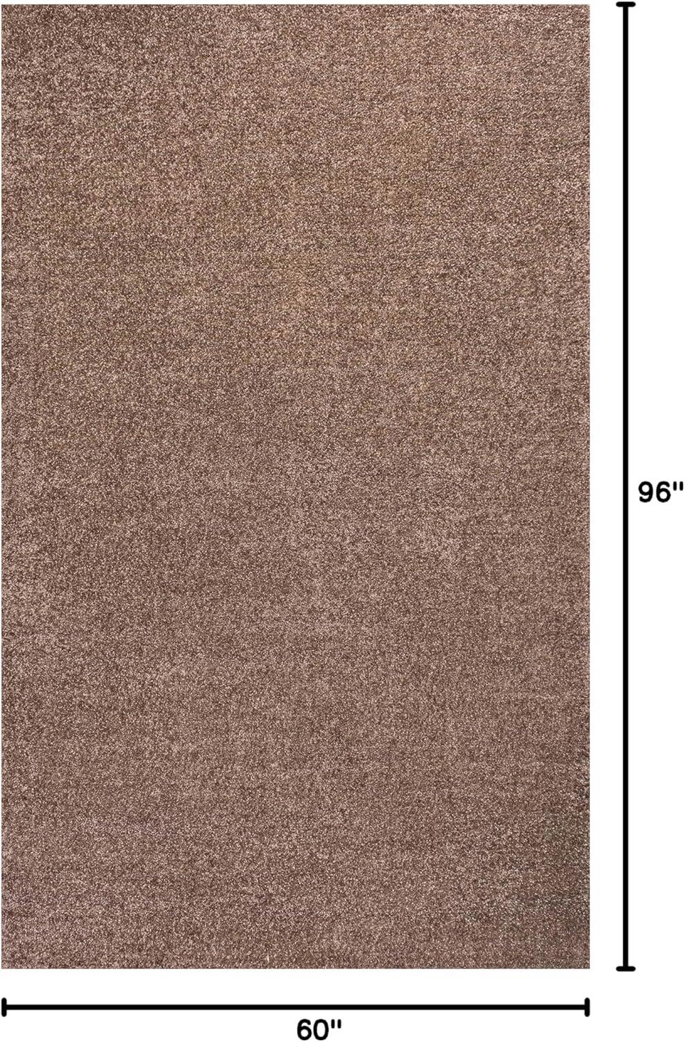 5'x8' Haze Solid Low-Pile Area Rug, Brown - JONATHAN Y