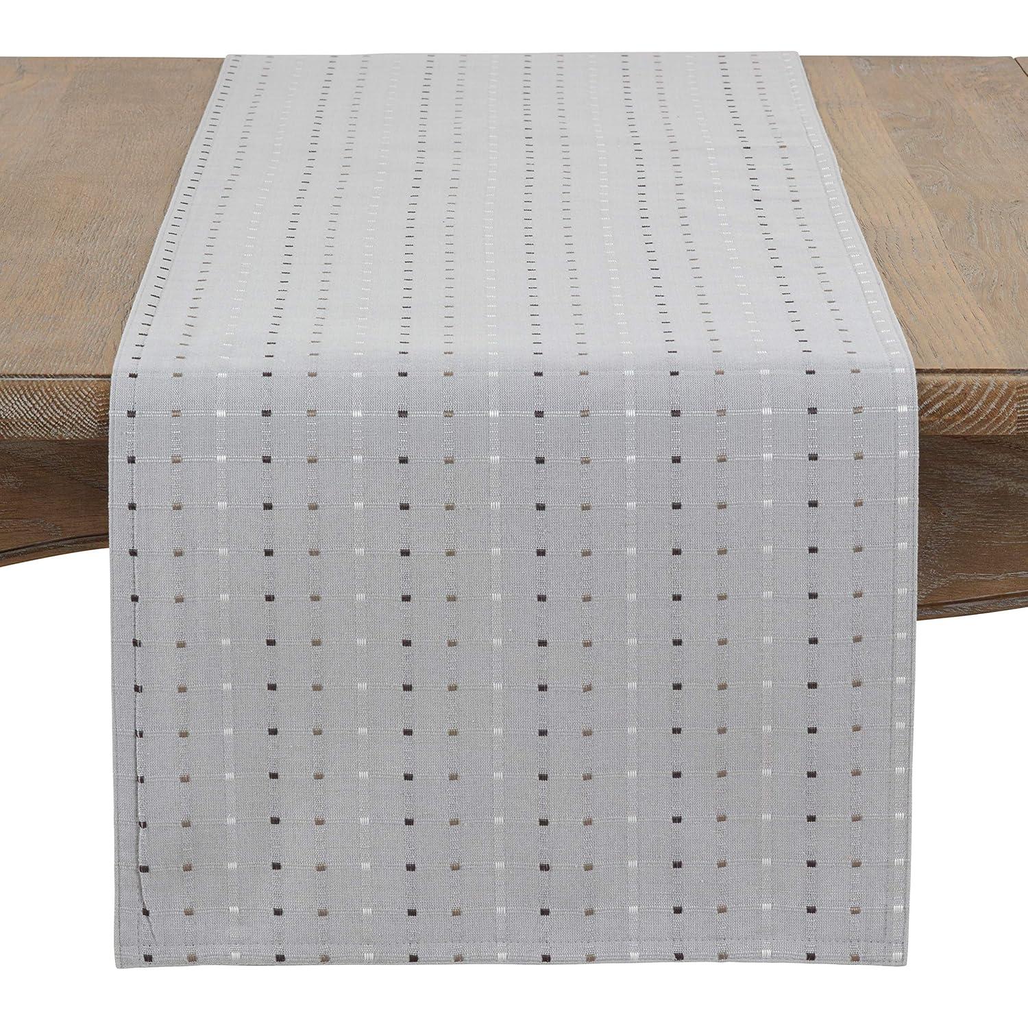 Saro Lifestyle Table Runner With Stitched Line Design, Grey, 16" x 90"