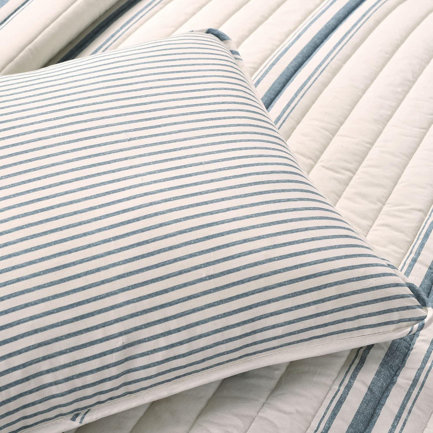 Lush Decor Farmhouse 460 Thread Count Striped 3 Piece Quilt Sets, King with Pillow Shams