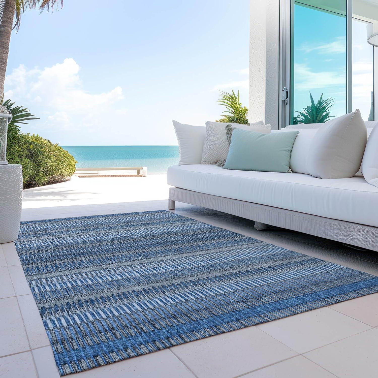 Addison Rugs Chantille ACN589 Blue 3' x 5' Indoor Outdoor Area Rug, Easy Clean, Machine Washable, Non Shedding, Bedroom, Living Room, Dining Room, Kitchen, Patio Rug