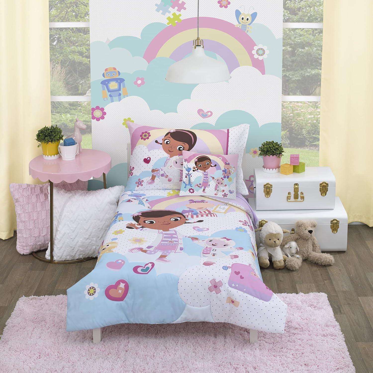 Disney NoJo Disney Doc McStuffins Cuddle Team Rainbows and Clouds Super Soft Toddler Pillow