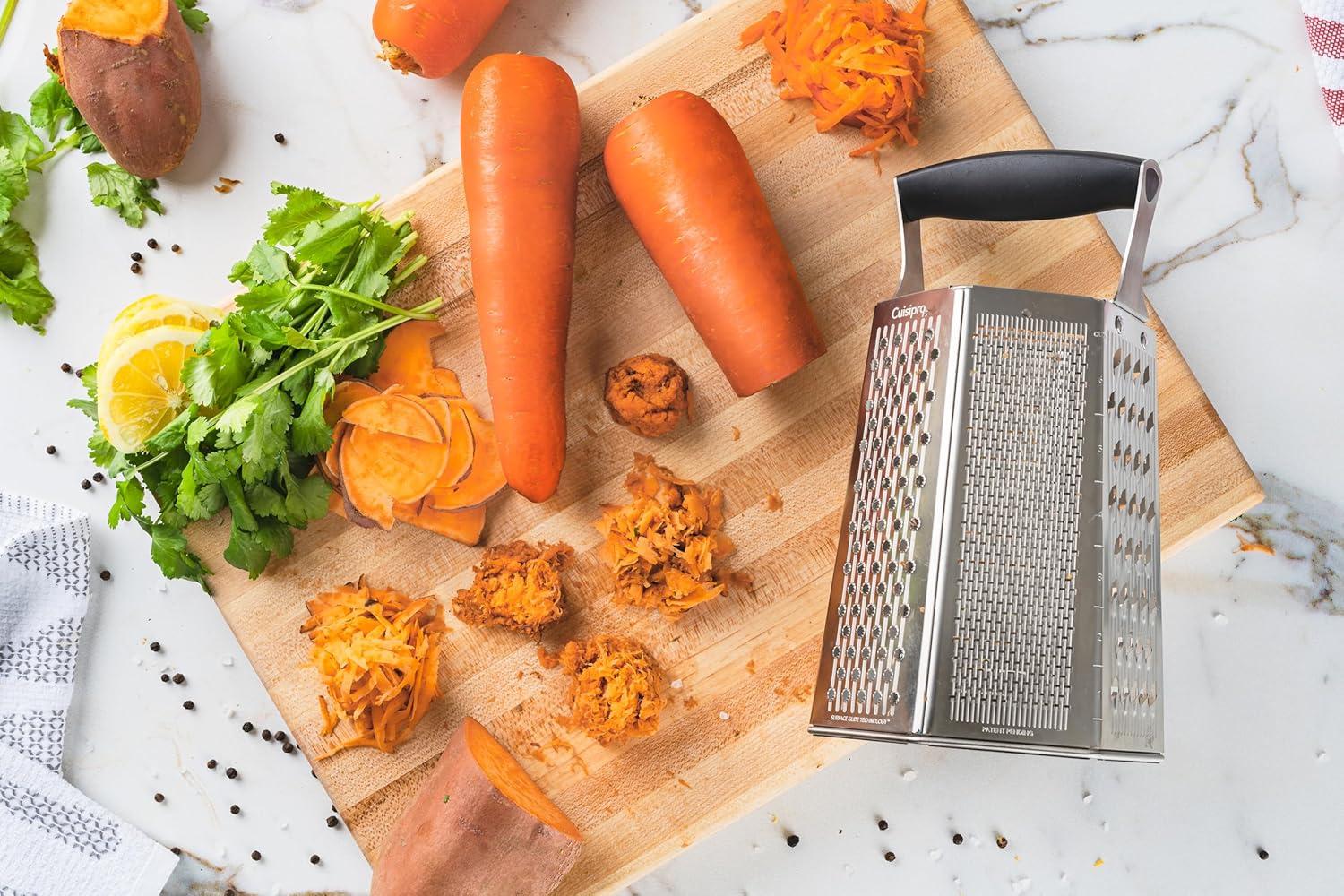 Stainless Steel 6-Sided Box Grater with Black Handle