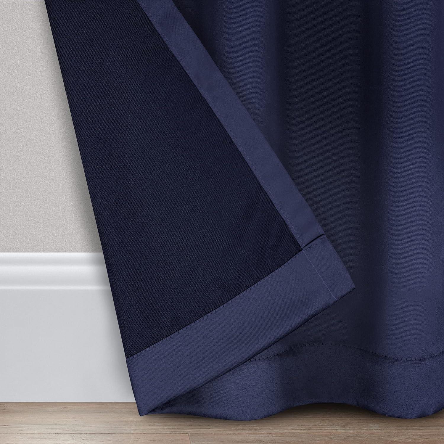 Eclipse Solid Thermapanel Room Darkening Rod Pocket Single Curtain Panel, Navy, 54 x 63