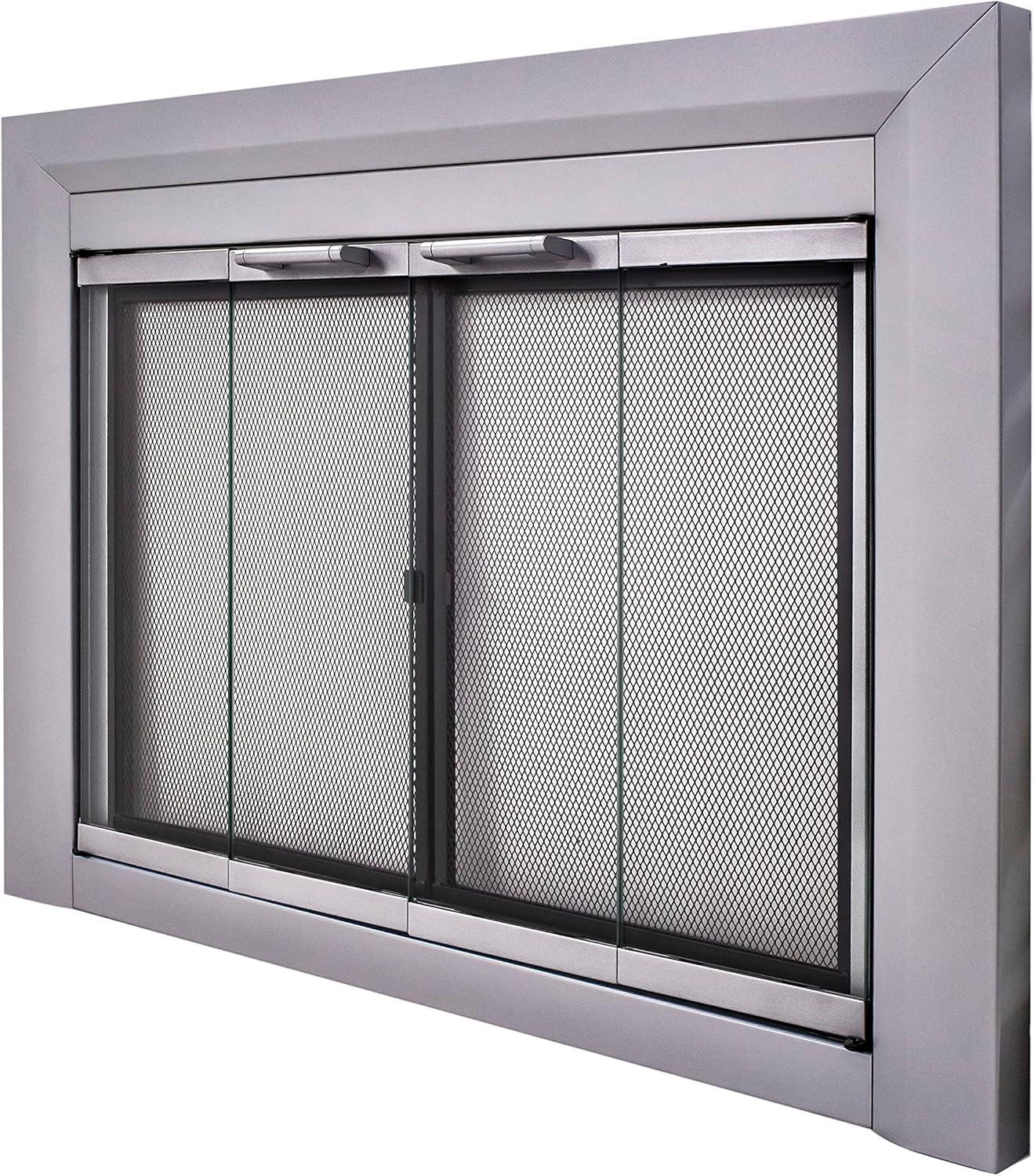 Clairmont Medium Skyline Nickel Fireplace Glass Doors