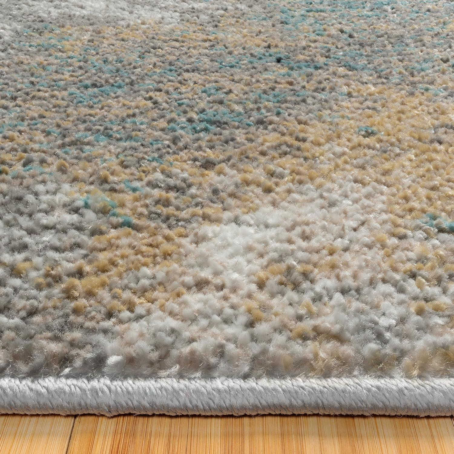 Gertmenian Gertmenian Alor Satori Modern Abstract Aqua/Navy Blue/Gold/Ivory Polypropylene Indoor Area Rug