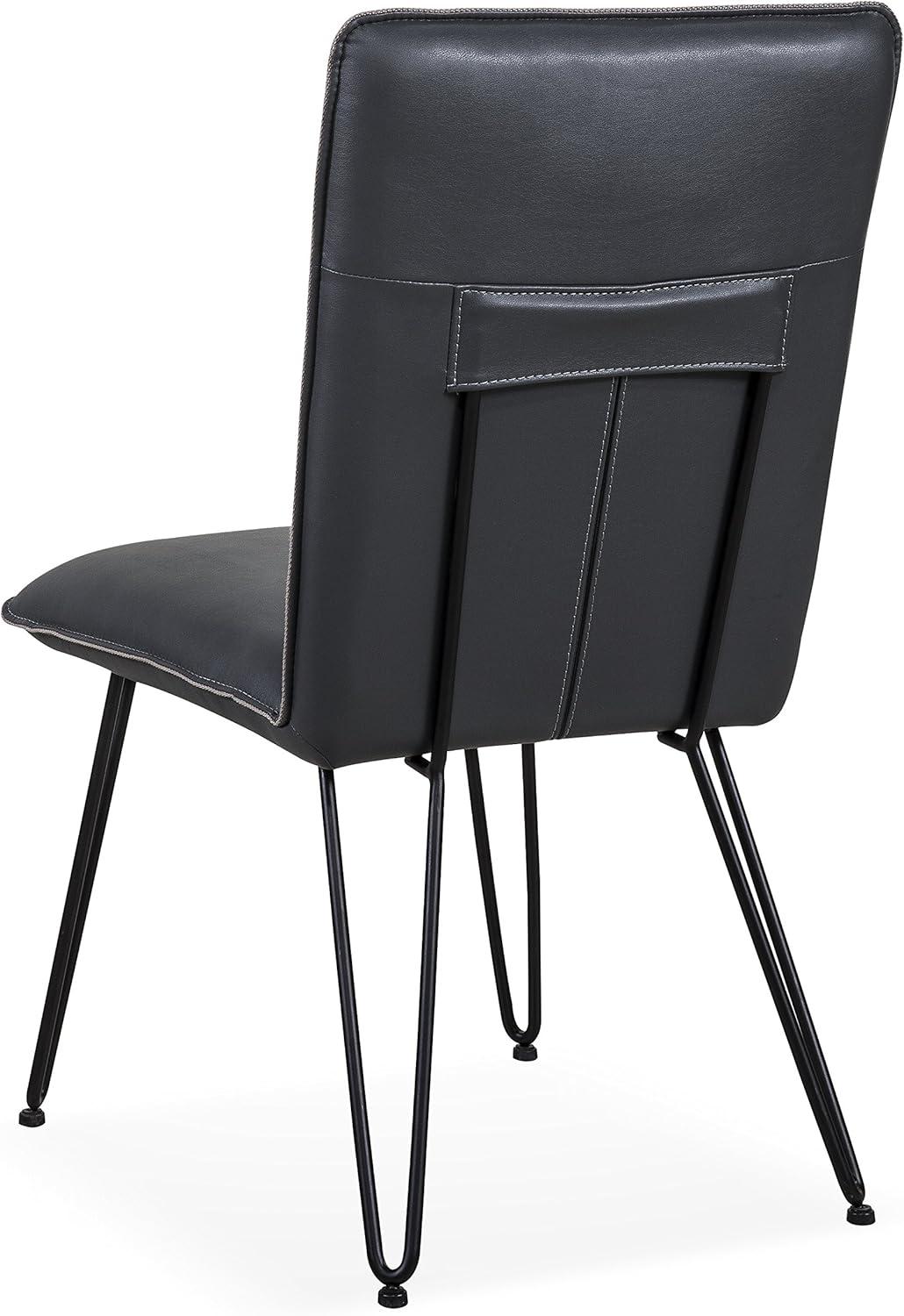 Cobalt Blue Synthetic Leather Dining Chair with Metal Hairpin Legs