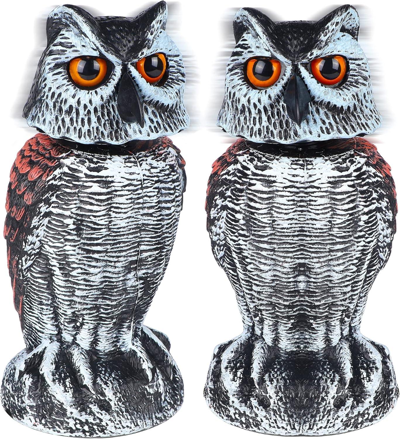 2Pack Fake Owl Decoy to Keep Birds Away Garden Decoration Bird Scare Devices for Garden Outdoor Yard