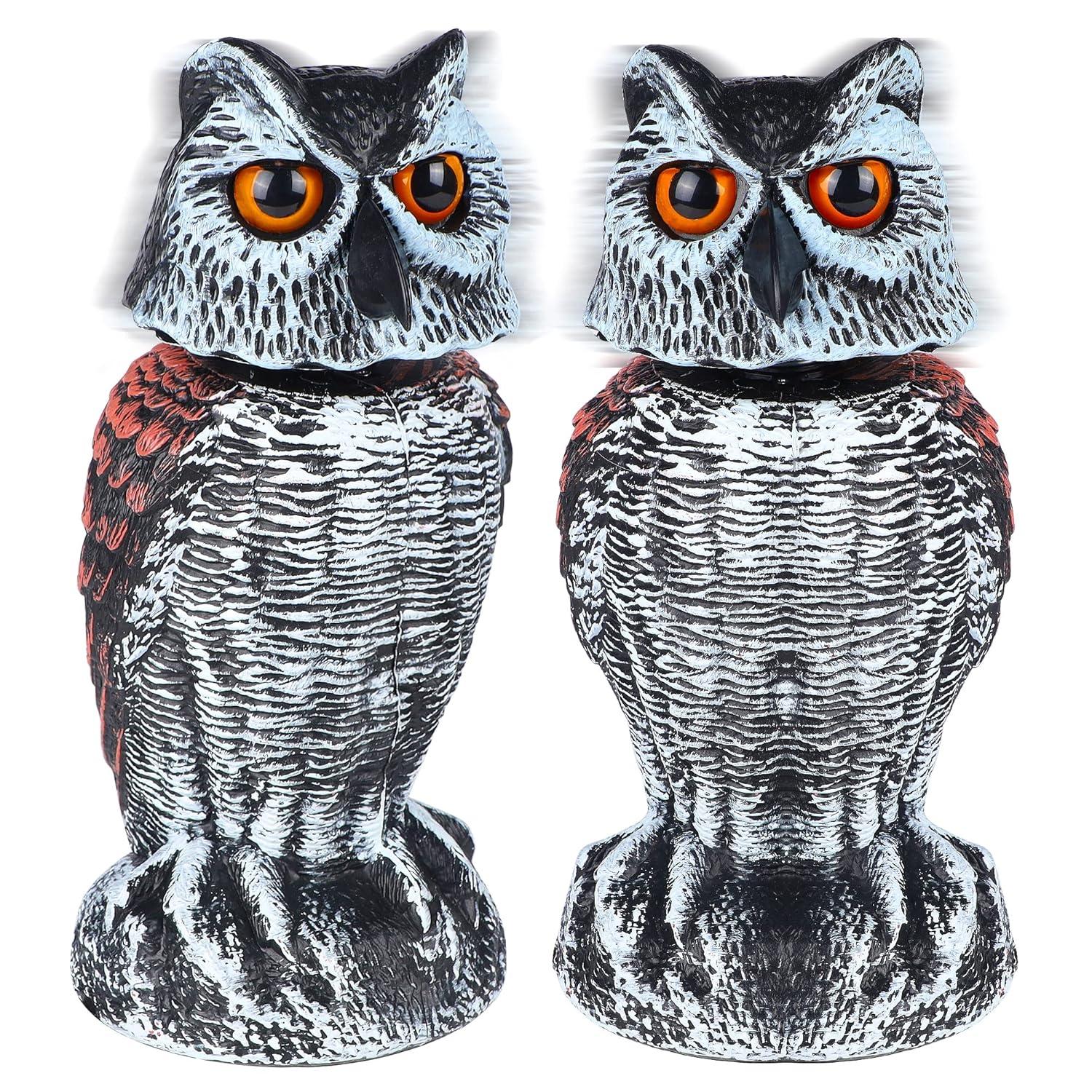 2Pack Fake Owl Decoy to Keep Birds Away Garden Decoration Bird Scare Devices for Garden Outdoor Yard