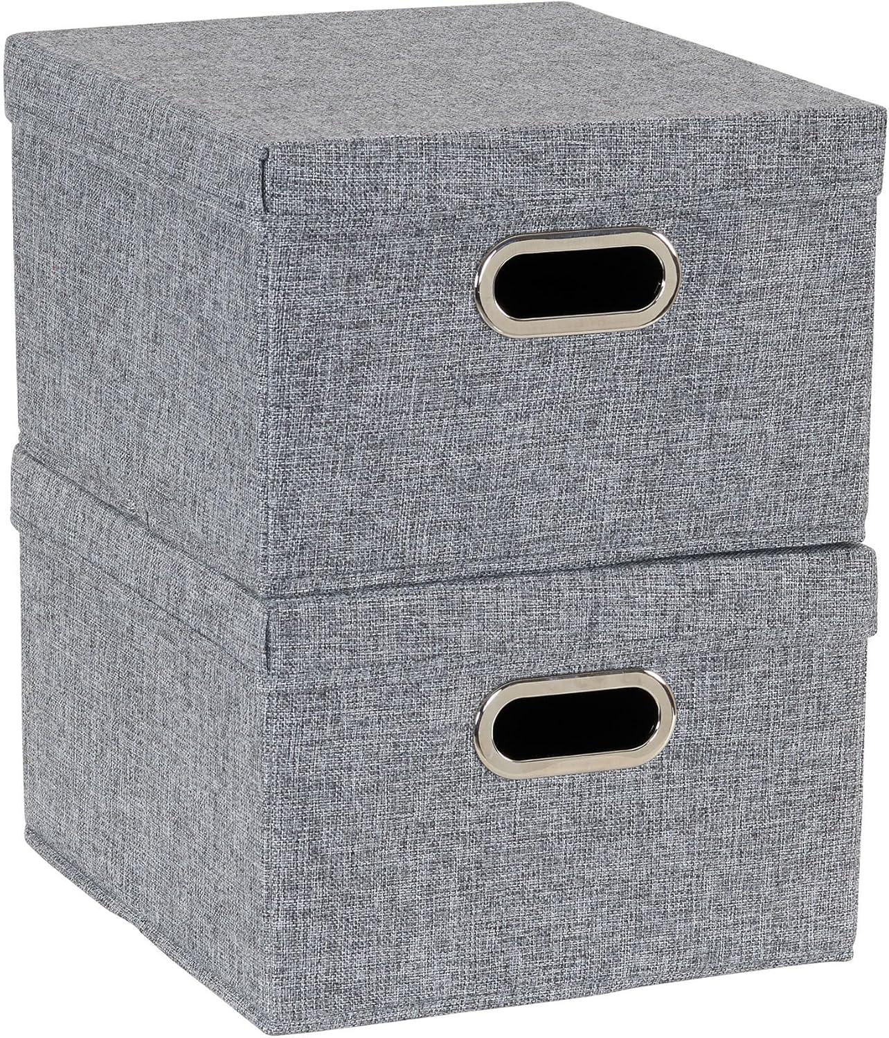 Storage Boxes with Lids, 2 Piece Set with Durable Grommet Handles, PP Non-Woven Fabric with Strong Chipboard Siding, Foldable and Stackable, Easily Accessible, Versatile