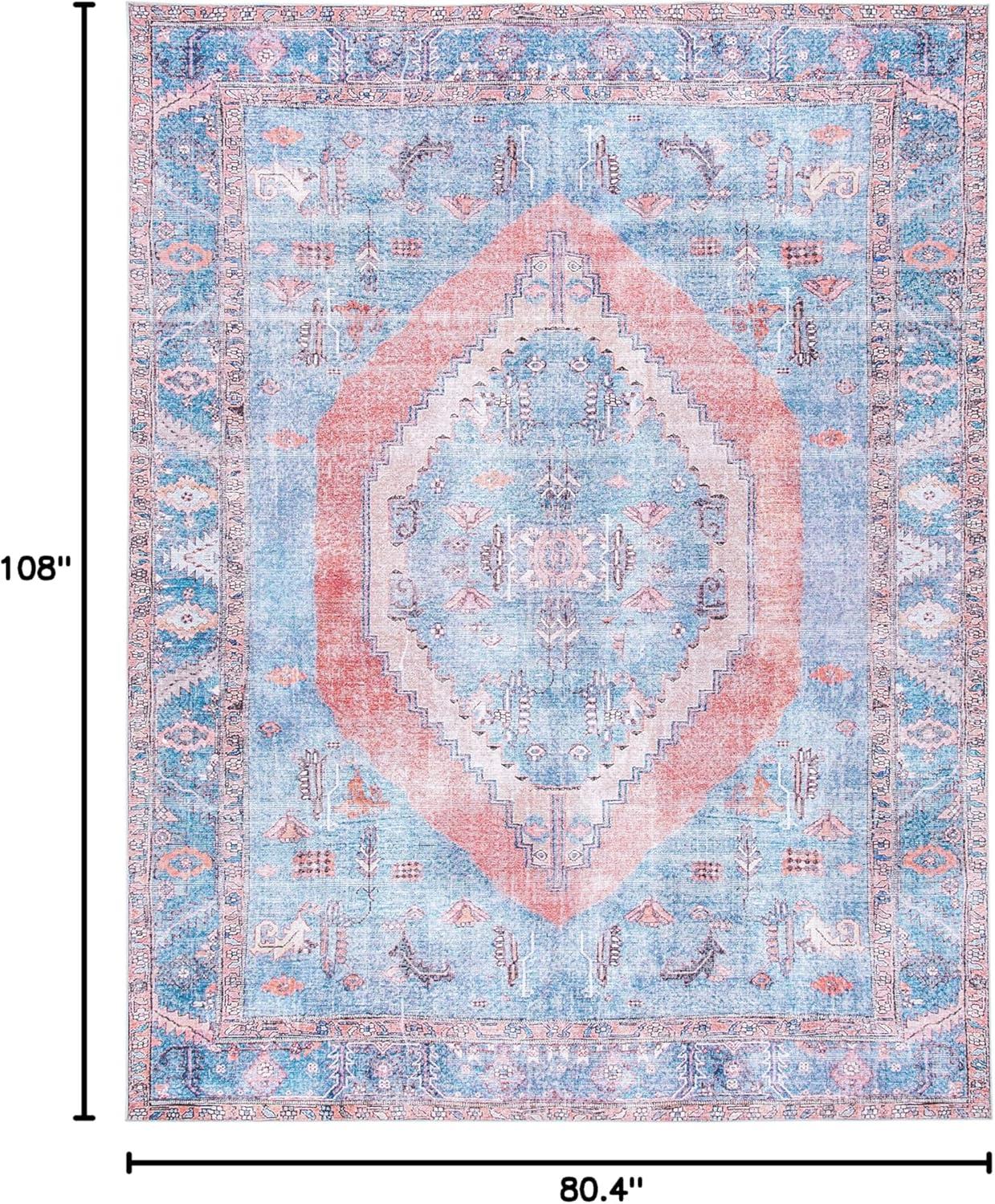 Serapi SEP356 Power Loomed Machine Washable Skid-Resistant Indoor Area Rug - Light Blue/Beige - 6'7"x9' - Safavieh