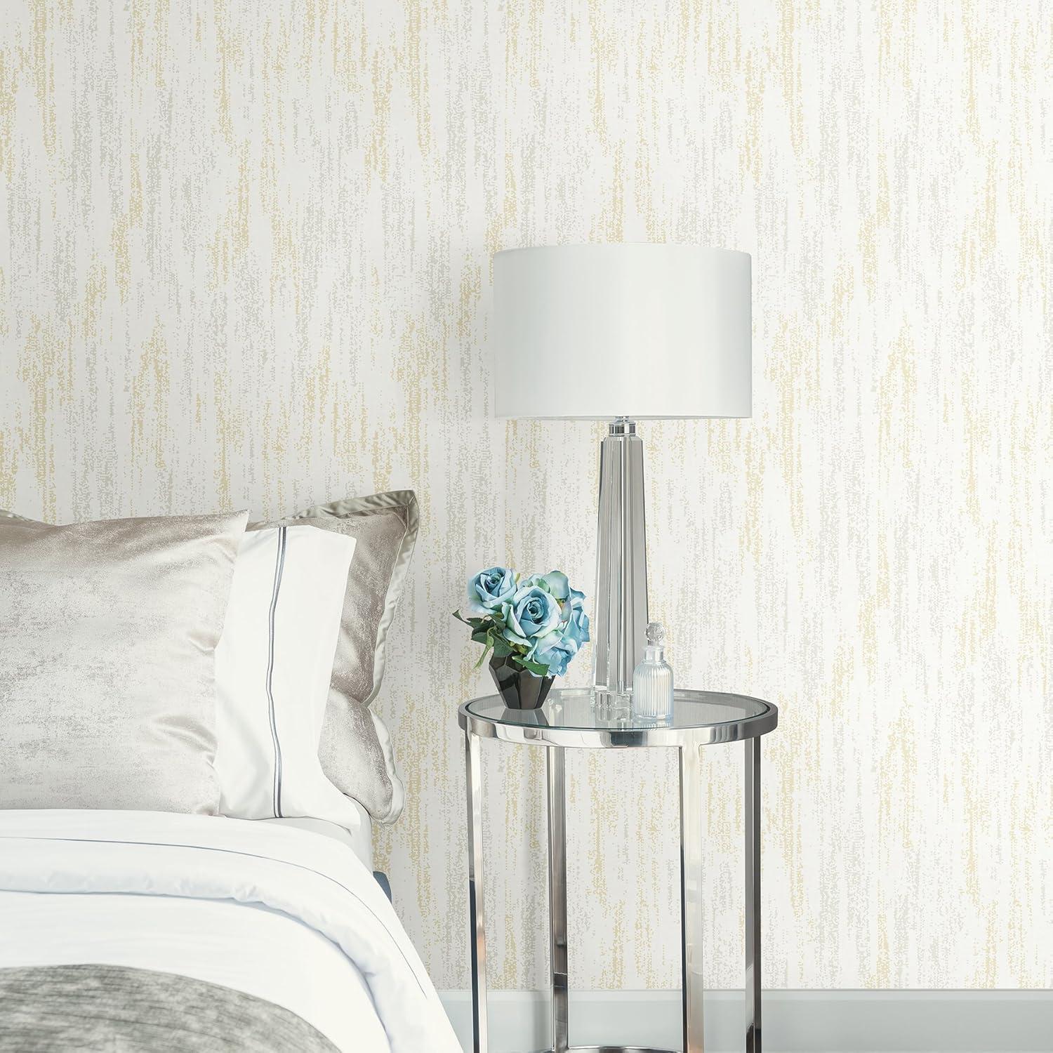 Wisp Gold and Taupe Non-Woven Removable Wallpaper