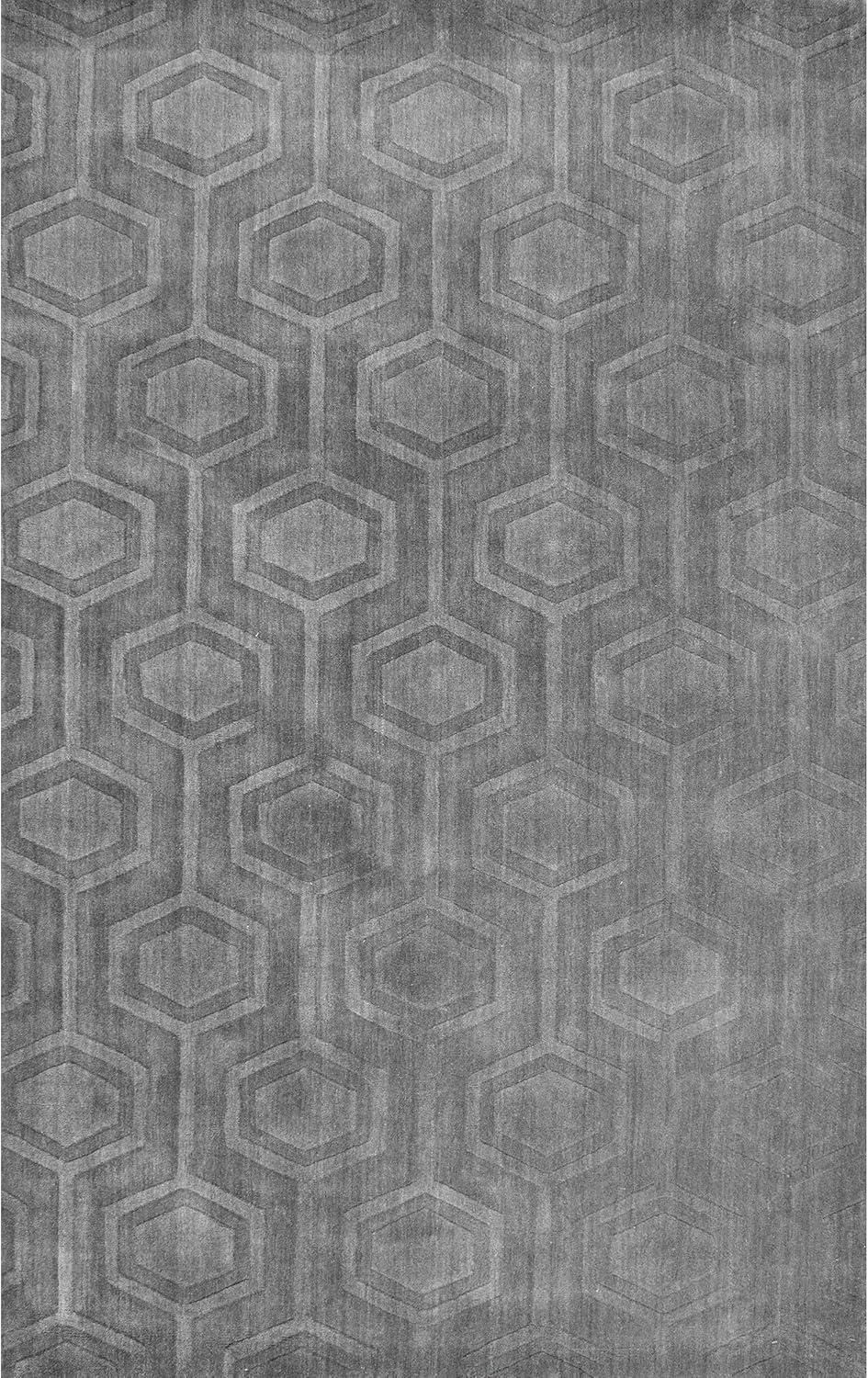 Nuloom Ambrose Geometric 5x8 Wool Indoor Area Rug for Living Room Bedroom Dining Room Kitchen, Grey