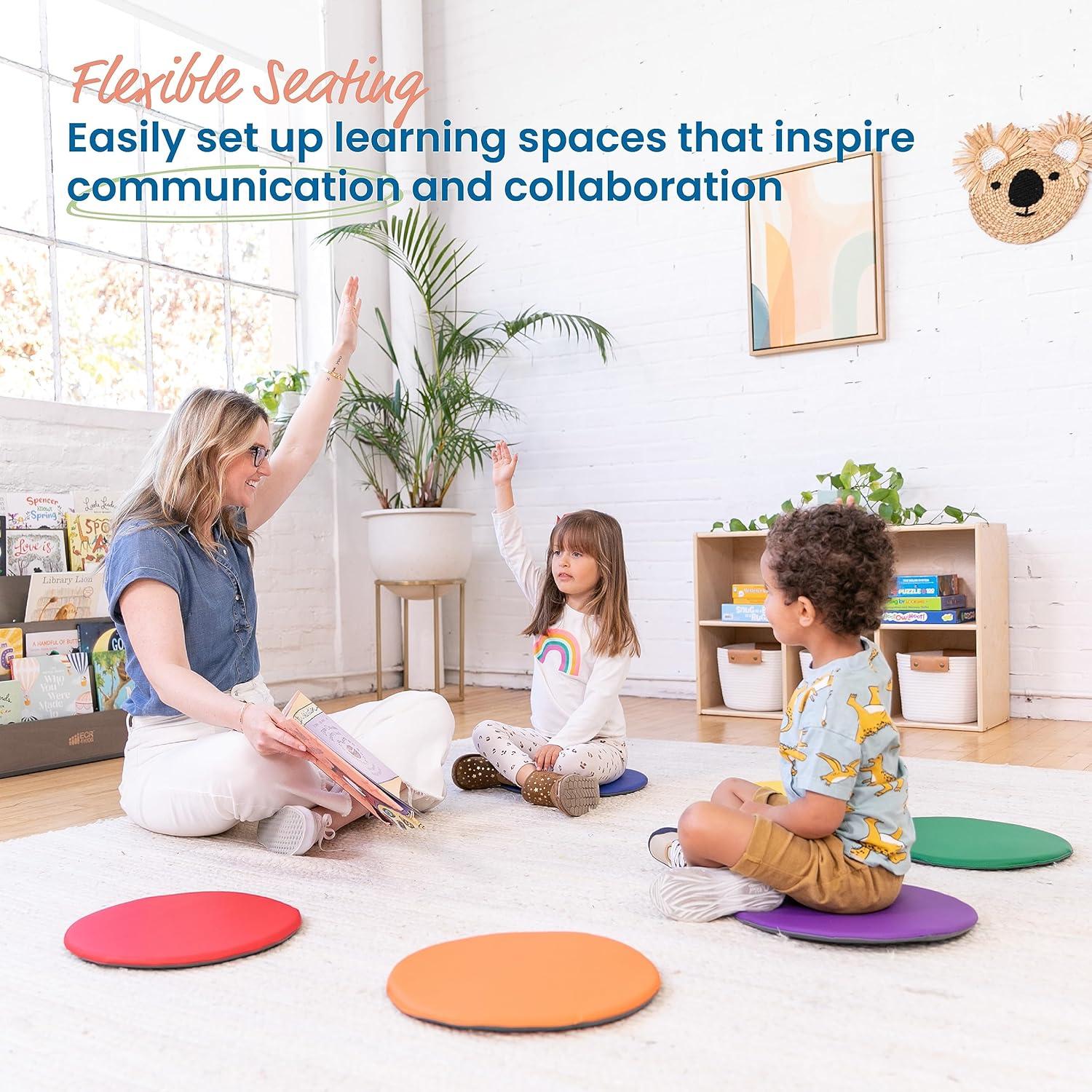 ECR4Kids ECR4Kids SoftZone Colorful Floor Pads, Round, Flexible Seating, 6-Piece