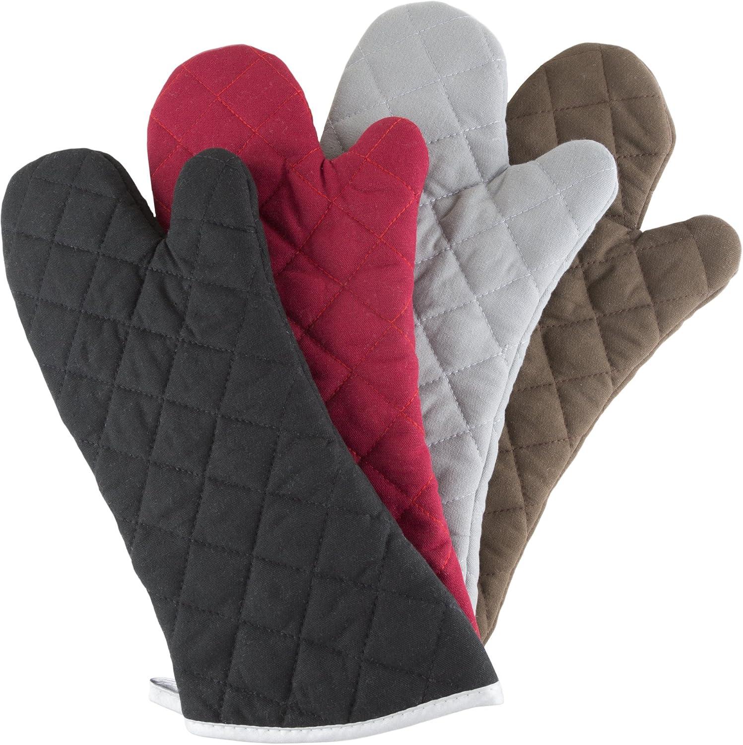 Oven Mitts- 2 Oversized Quilted Mittens, Flame and Heat Resistant By Lavish Home (Set of 2)