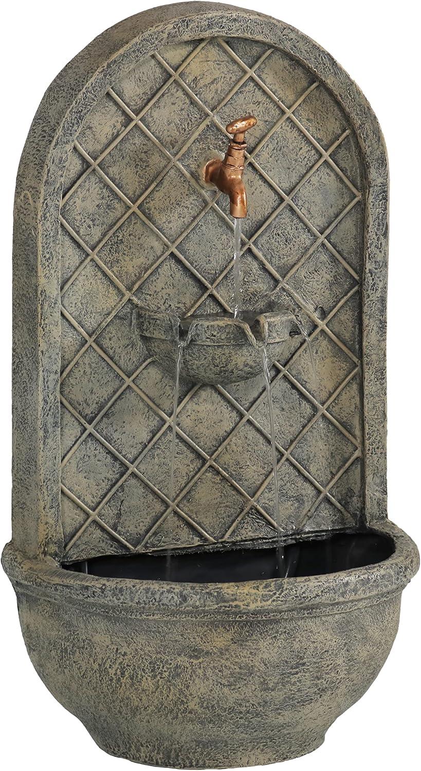 Sunnydaze 26"H Electric Polystone Messina Outdoor Wall-Mount Water Fountain