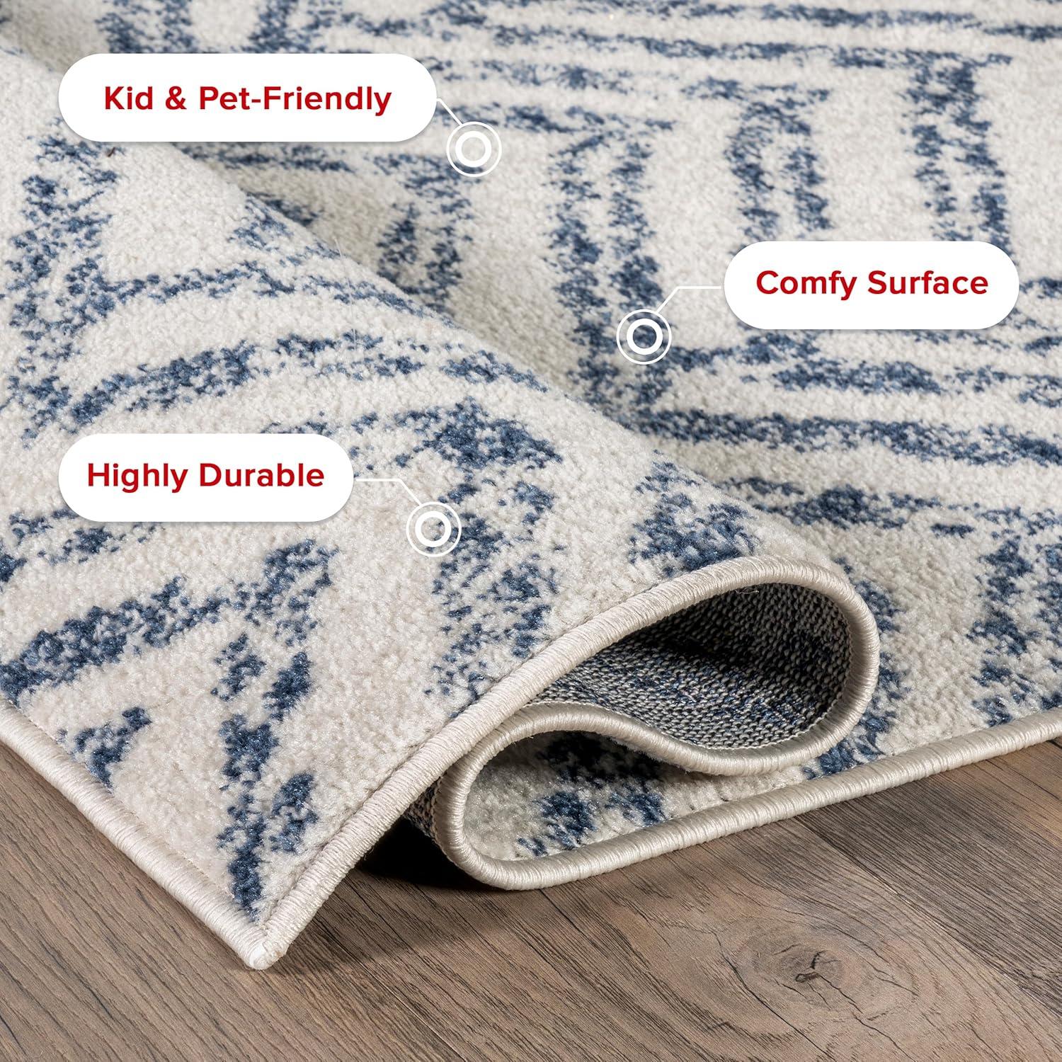 Nuloom Rosanne Chevron 8x10 Indoor Area Rug for Living Room Bedroom Dining Room Kitchen, Blue/Ivory