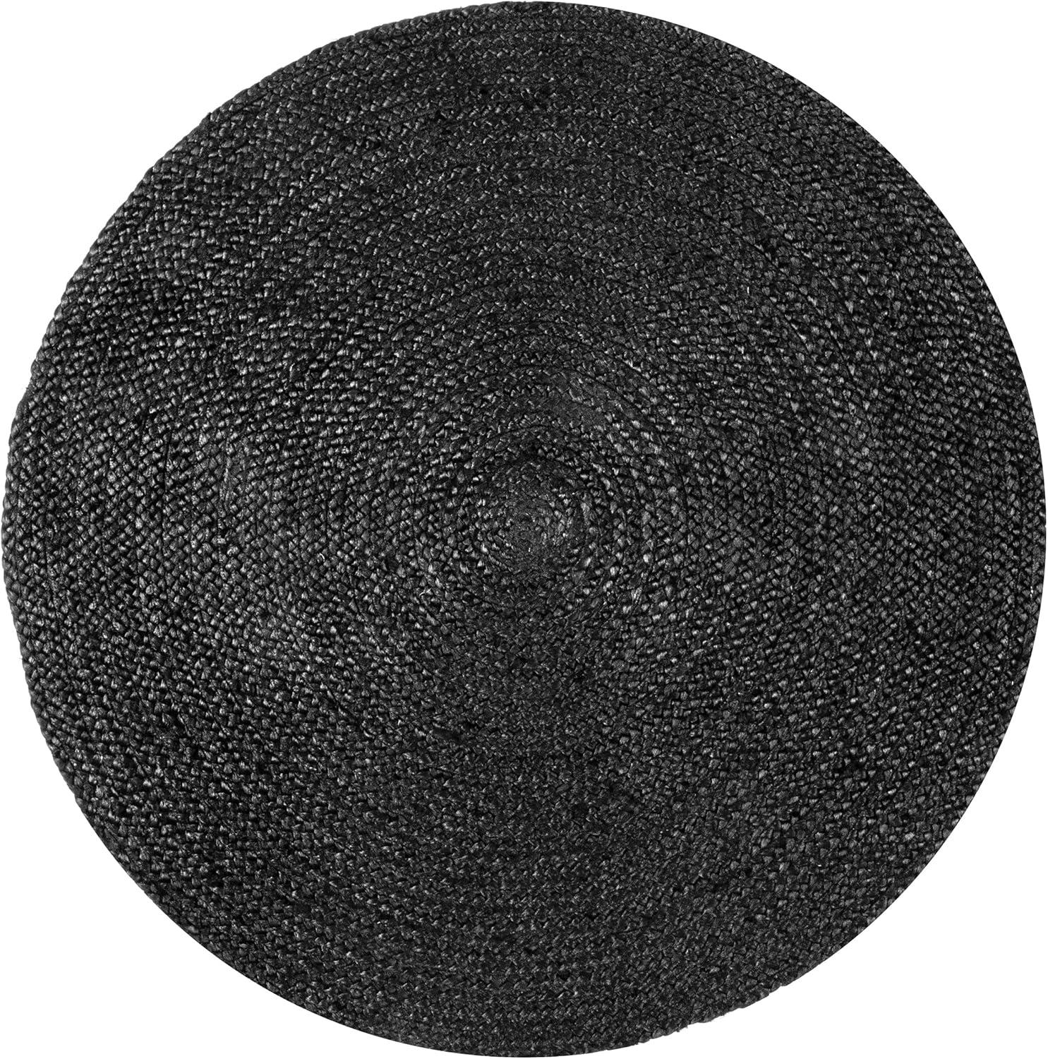 nuLOOM Rigo Hand Woven Jute Black 4' Farmhouse Round Rug