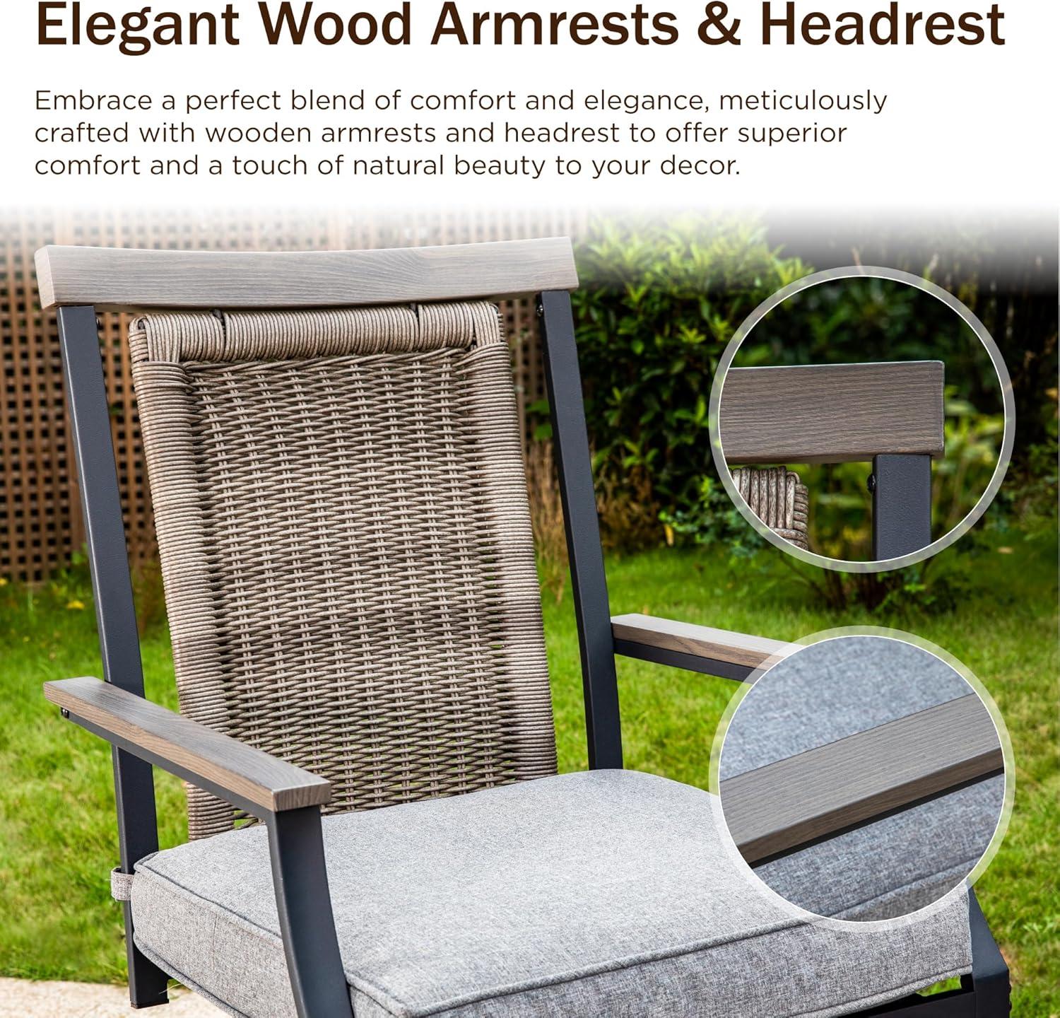 Sophia & William 3 Piece Outdoor Patio Swivel Bar Stools Set & Height Table Backyard Furniture Bistro Set, Red