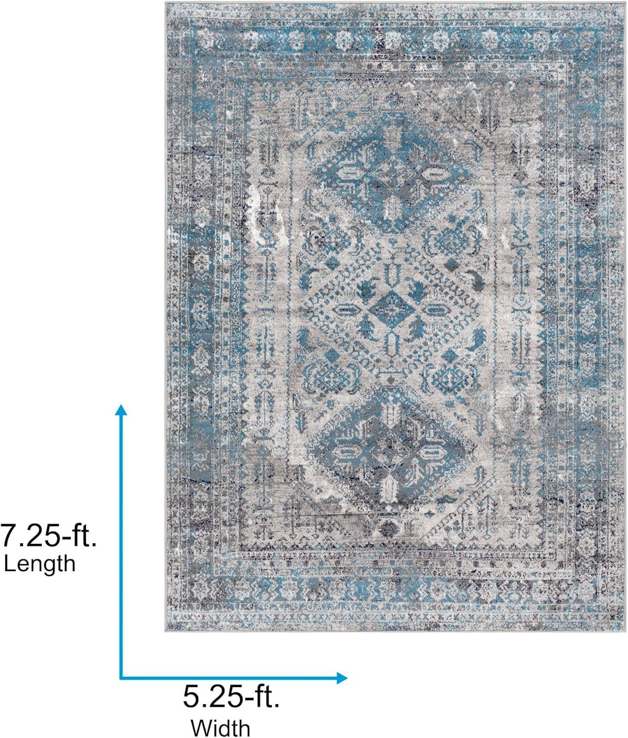 Livabliss Monte Carlo Medallion Area Rug, Blue/Gray, 5' x 7'