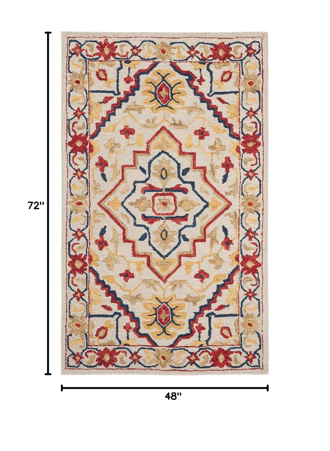 SAFAVIEH Aspen Coco Southwestern Wool Area Rug, Ivory/Multi, 4' x 6'