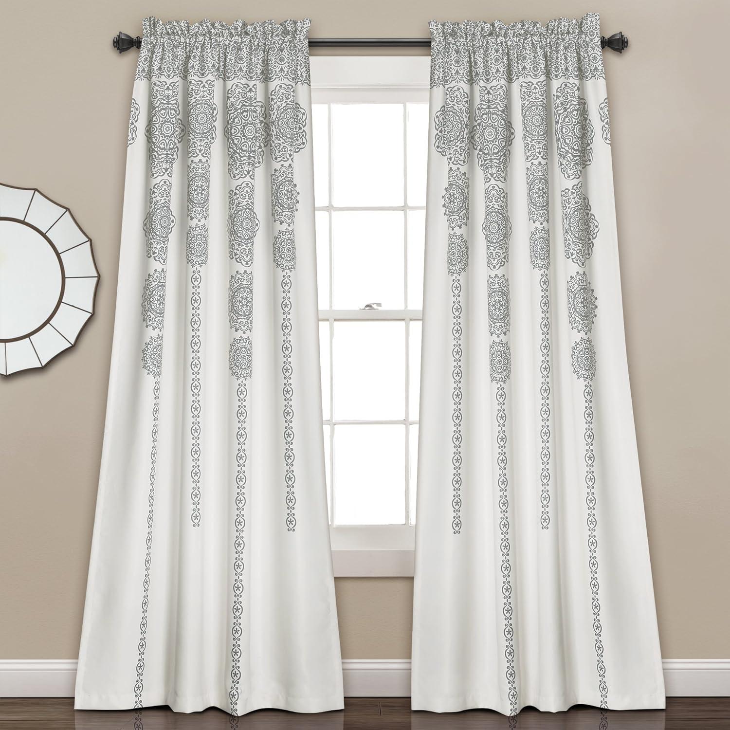 Lush Decor Medallion Semi-Sheer Rod pocket Curtain Panels (Set of 2)