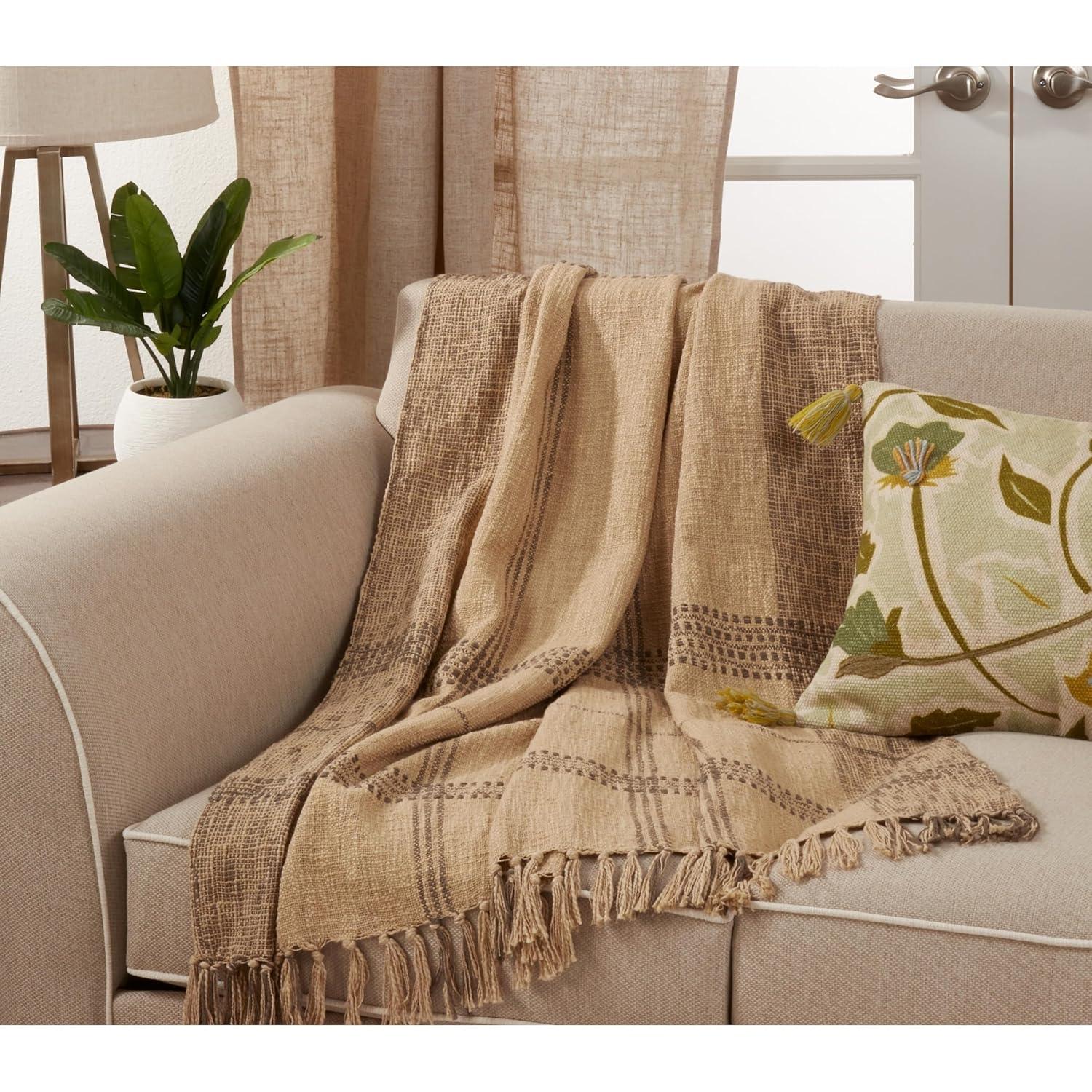 50"x70" Oversized Plaid Cotton Throw Blanket Black - Saro Lifestyle: Traditional Style, Hand Wash, Year Round Comfort