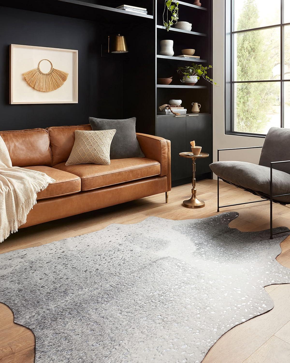 Loloi II Bryce Faux Cowhide Grey / Silver Area Rug