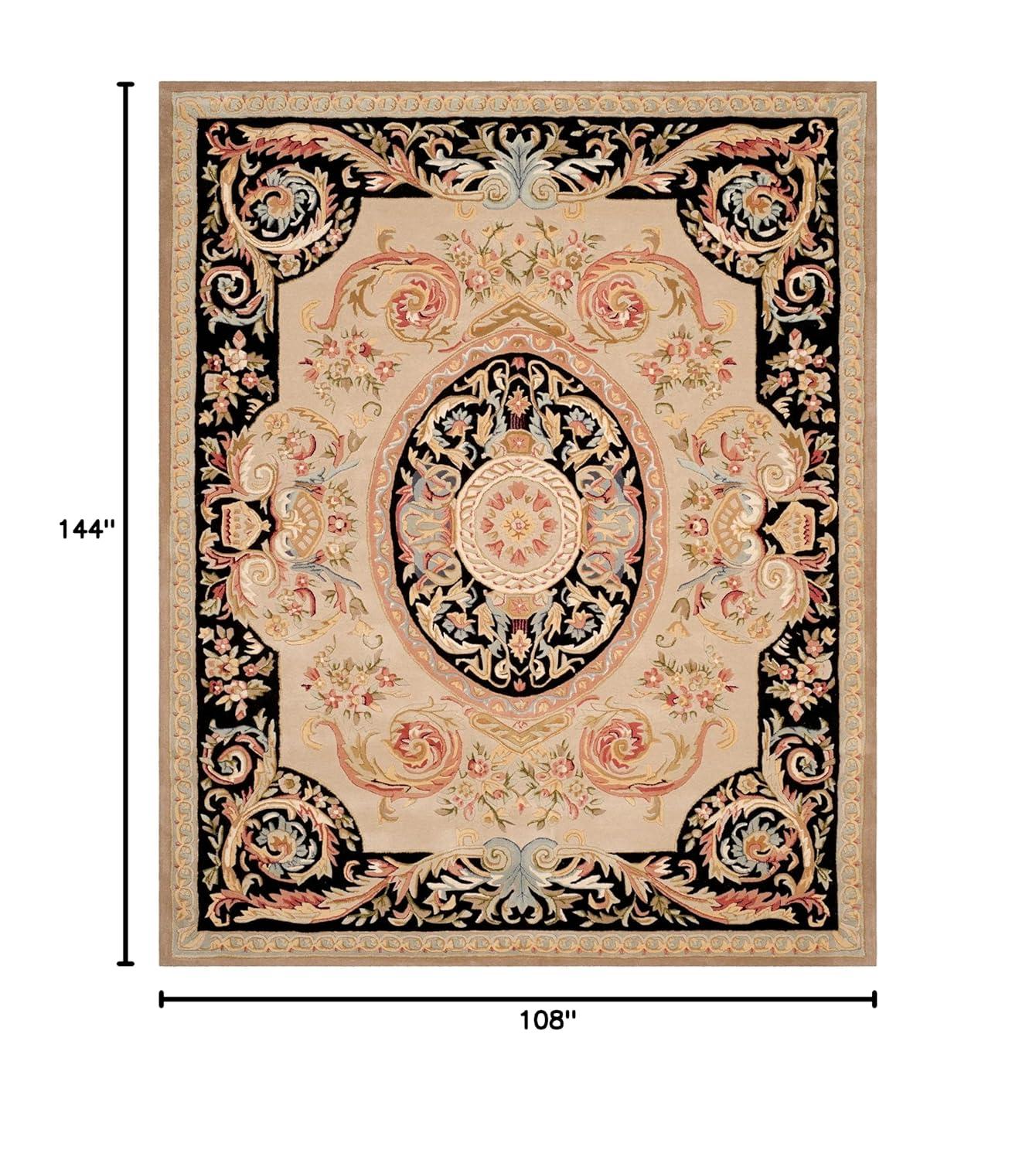 SAFAVIEH Savonnerie Carthach Floral Bordered Wool Area Rug, Ivory/Gold, 9' x 12'