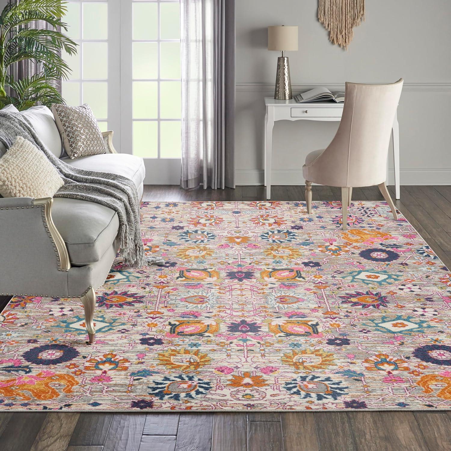 Fuchsia Floral Bliss Synthetic 8' x 10' Rectangular Area Rug