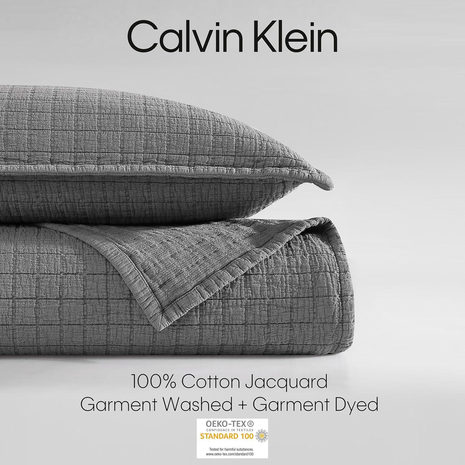 Calvin Klein Essential Garment Washed Solid Reversible Cotton Coverlet