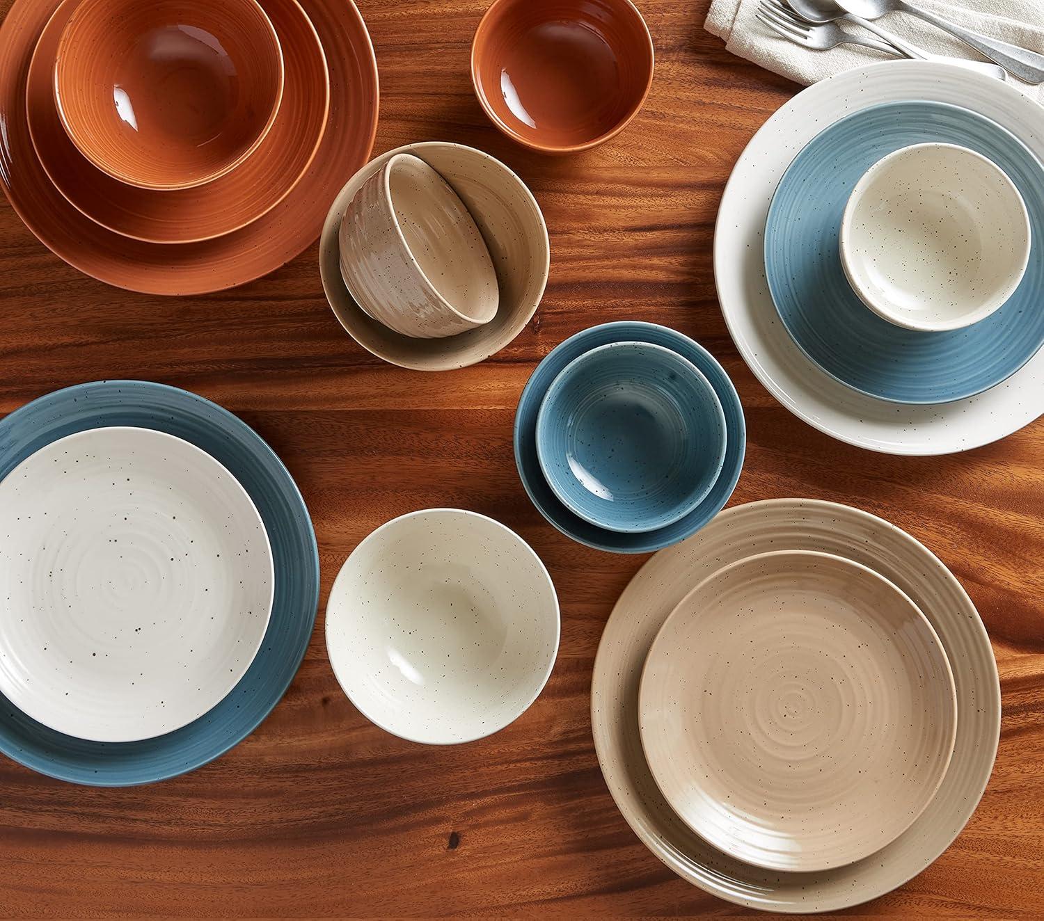 Sango Siterra Painter's Palette 16-Piece Stoneware Dinnerware Set - Service For 4, Plate & Bowl Set