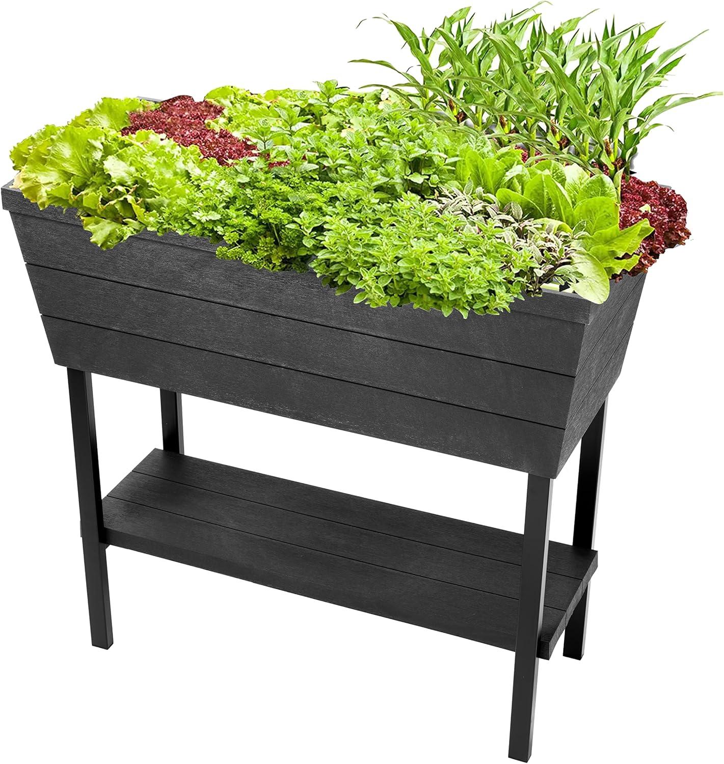 Graphite Resin Elevated Garden Bed with Self-Watering System