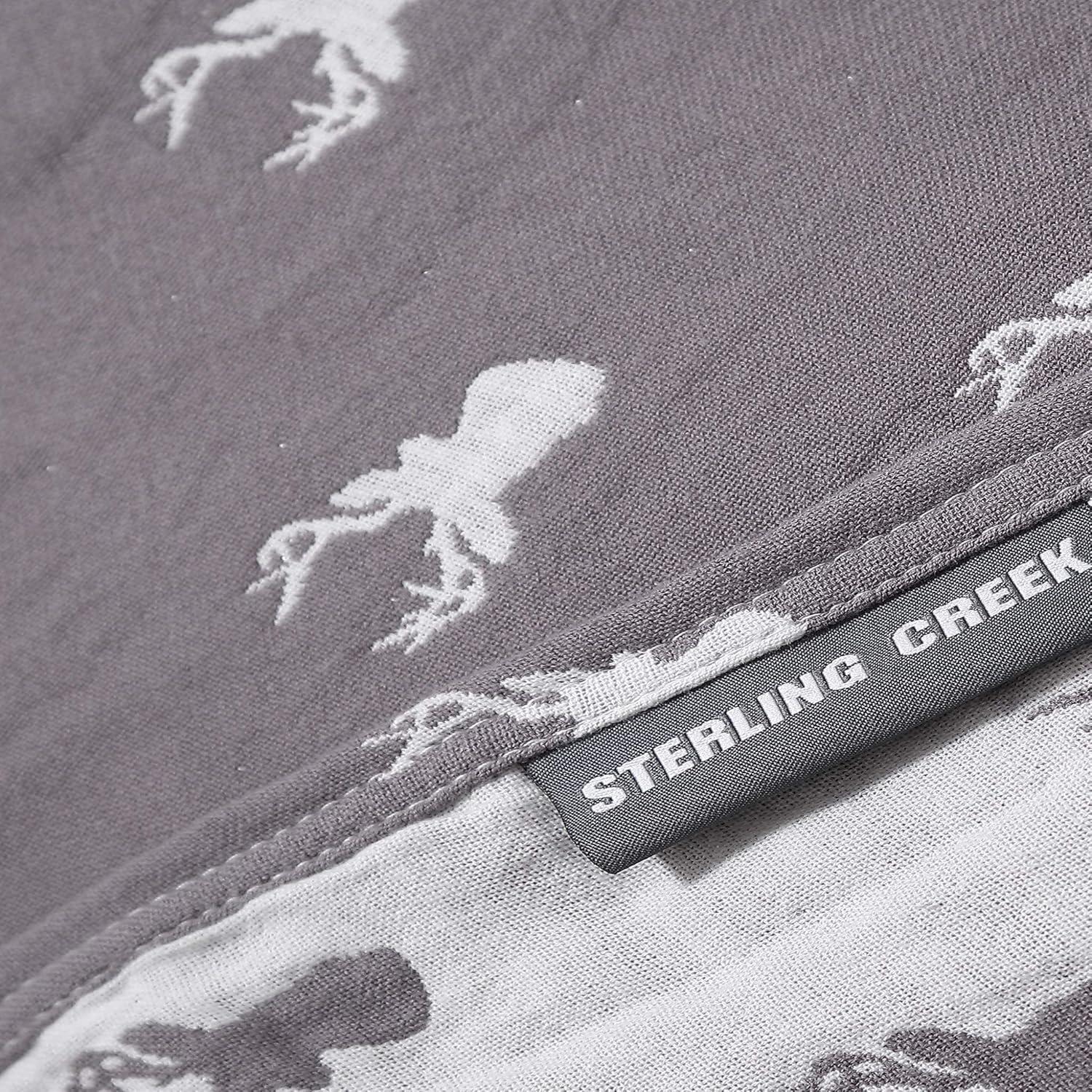 Sterling Creek Elk Three Layers Lightweight Cotton Gauzy Blanket Queen, Gray