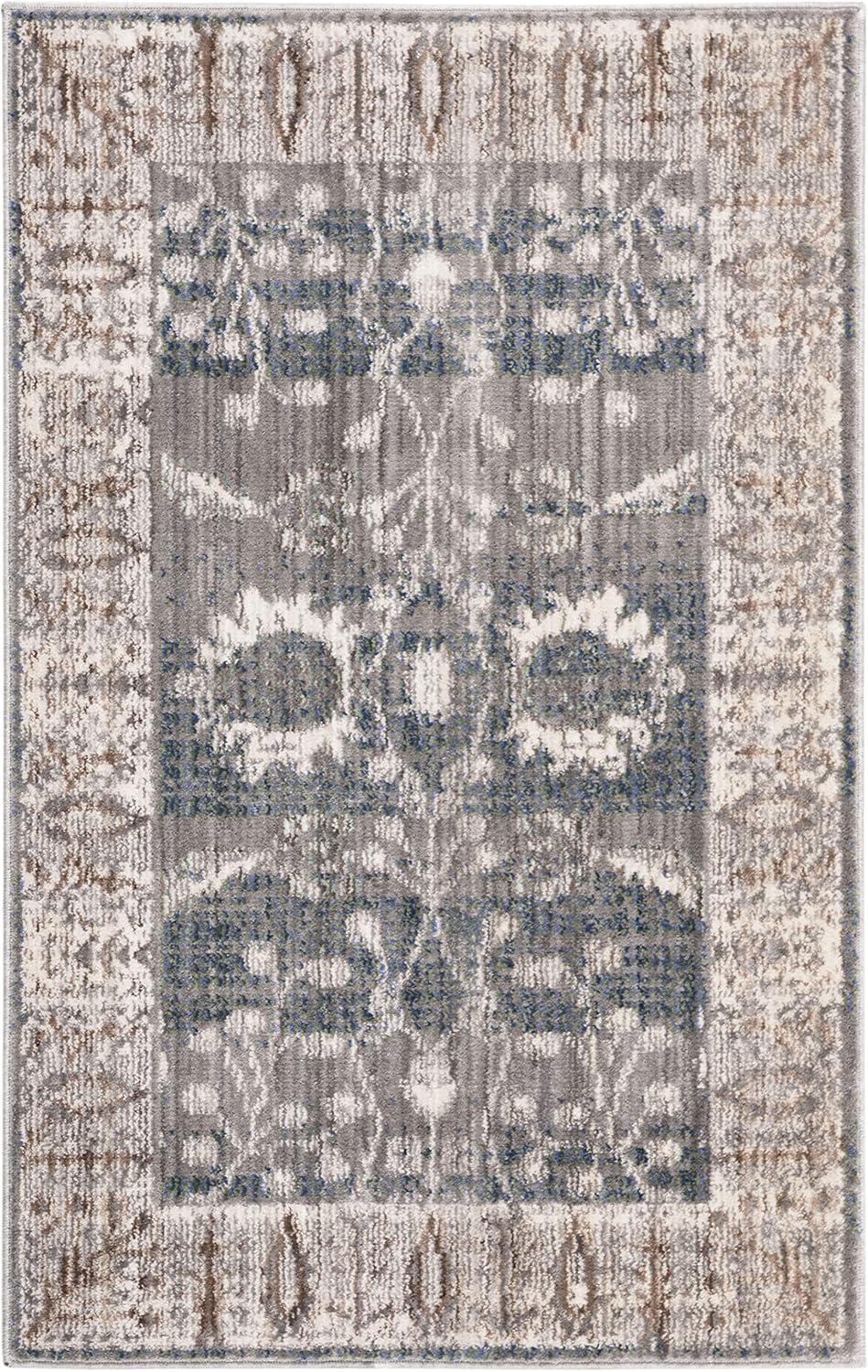 Valencia Dark Gray and Light Gray 2' x 3' Synthetic Area Rug