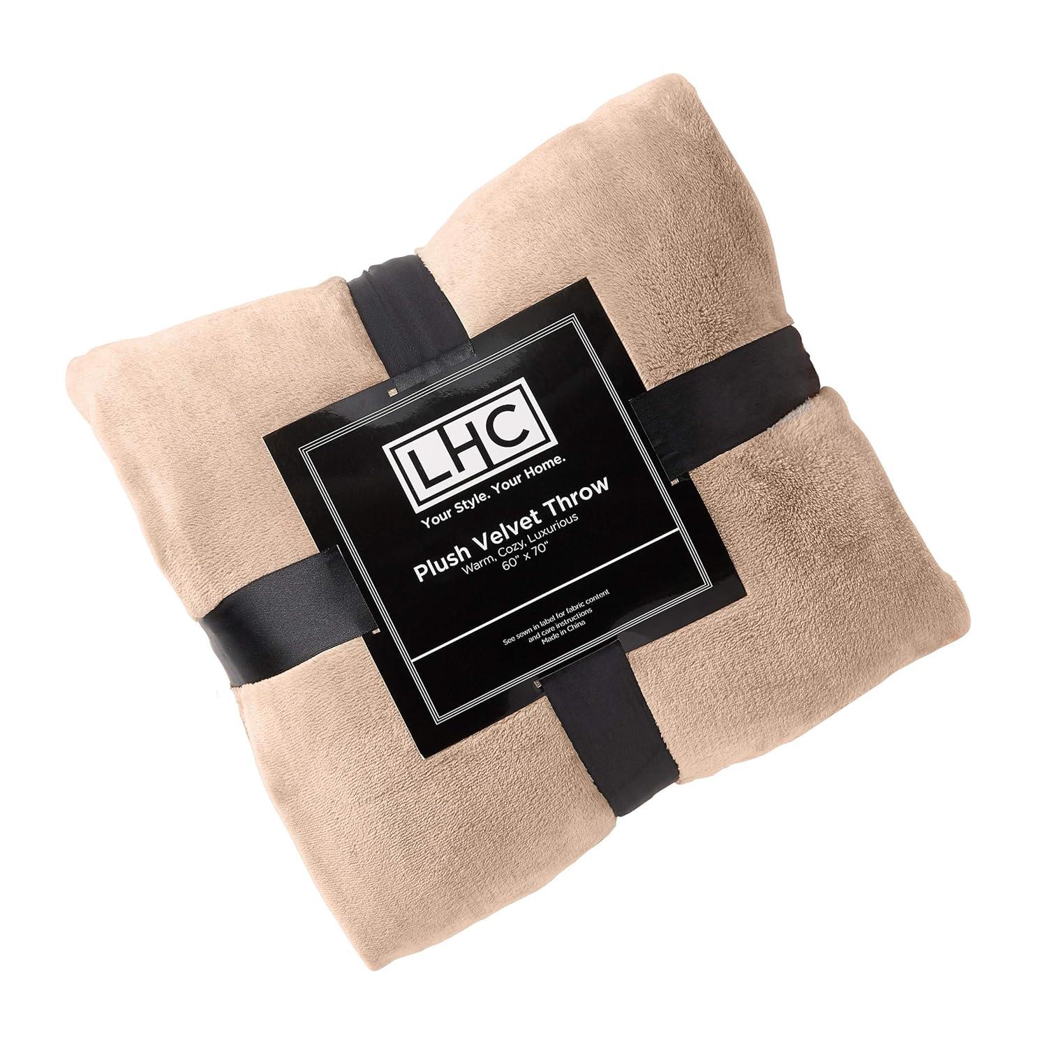 Velvet Throw Oversized Microfiber Velvet Solid Polyester Throw Blanket - Desert Tan