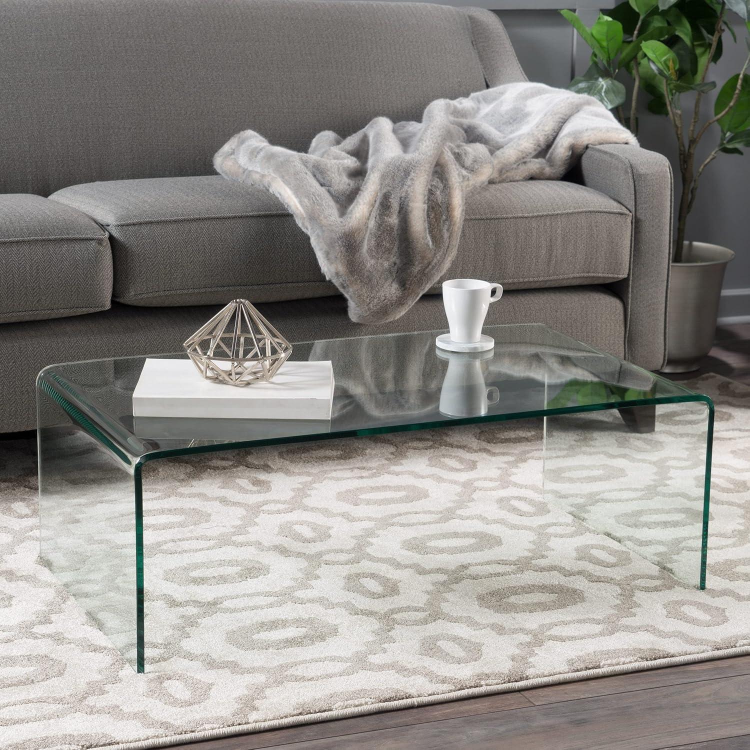 Christopher Knight Home Ramona Glass Rectangle Coffee Table Clear: Tempered Material, No Assembly Required