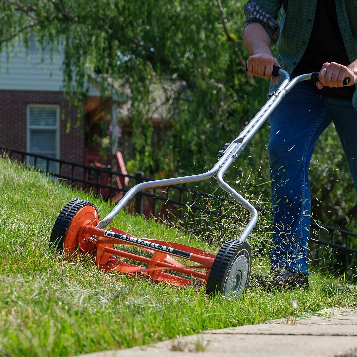 16 in. 5-Blade Manual Walk Behind Reel Lawn Mower, Grass Catcher Included