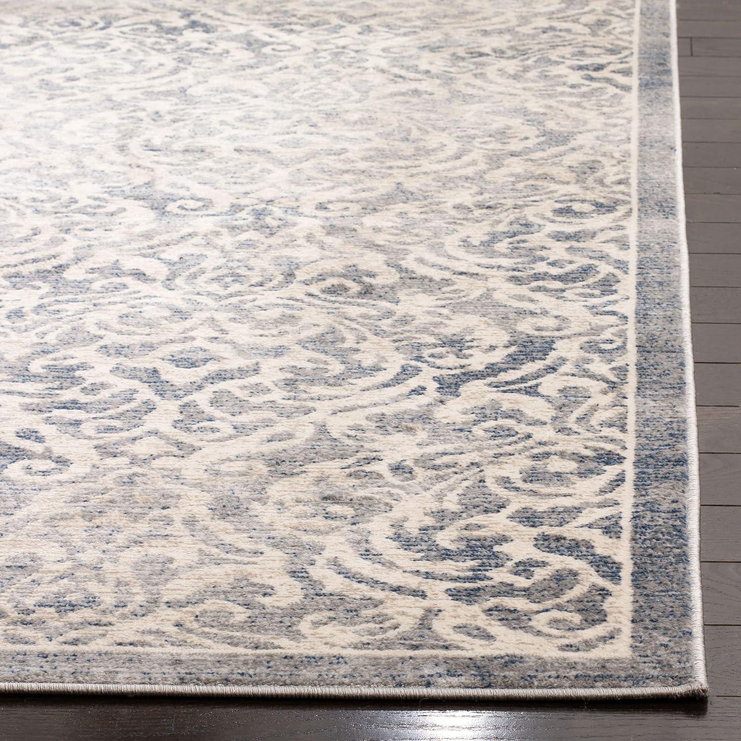 SAFAVIEH Brentwood Eliza Damask Area Rug, Light Grey/Blue, 9' x 12'
