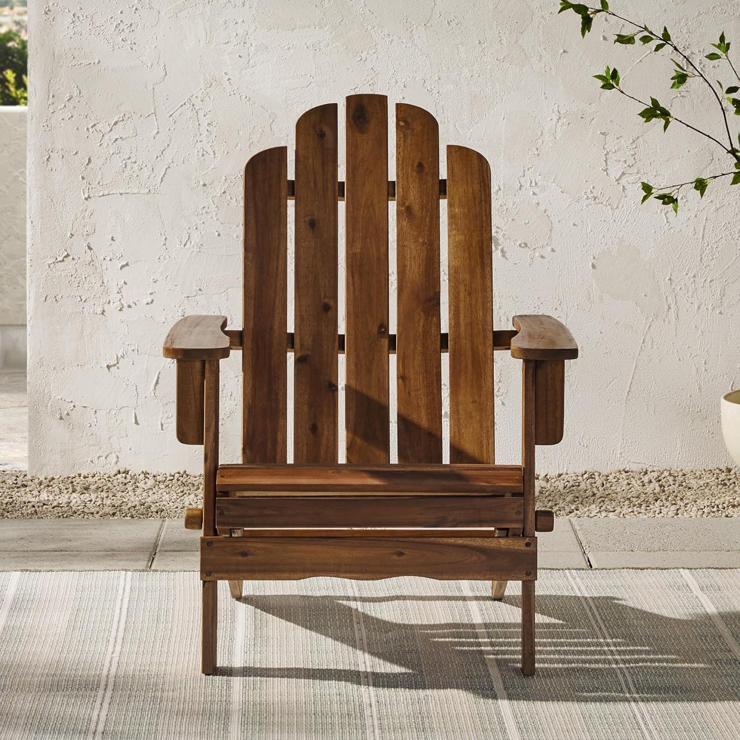 Dark Brown Acacia Wood Foldable Adirondack Outdoor Chair
