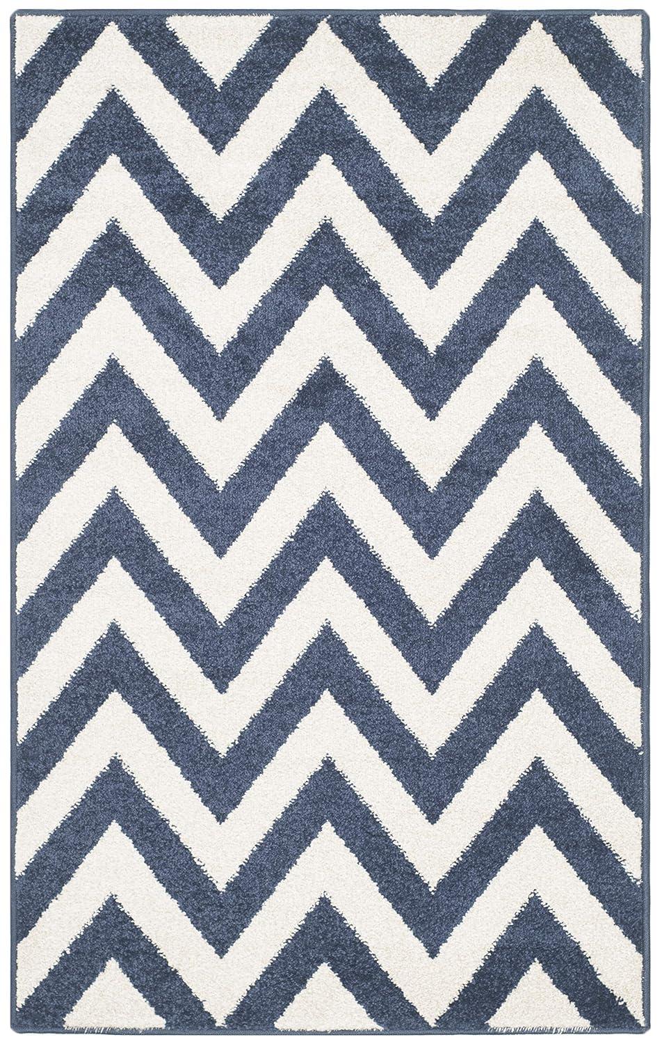 Amherst AMT419 Power Loomed Indoor Accent Rug - Navy/Beige - 2'6"x4' - Safavieh