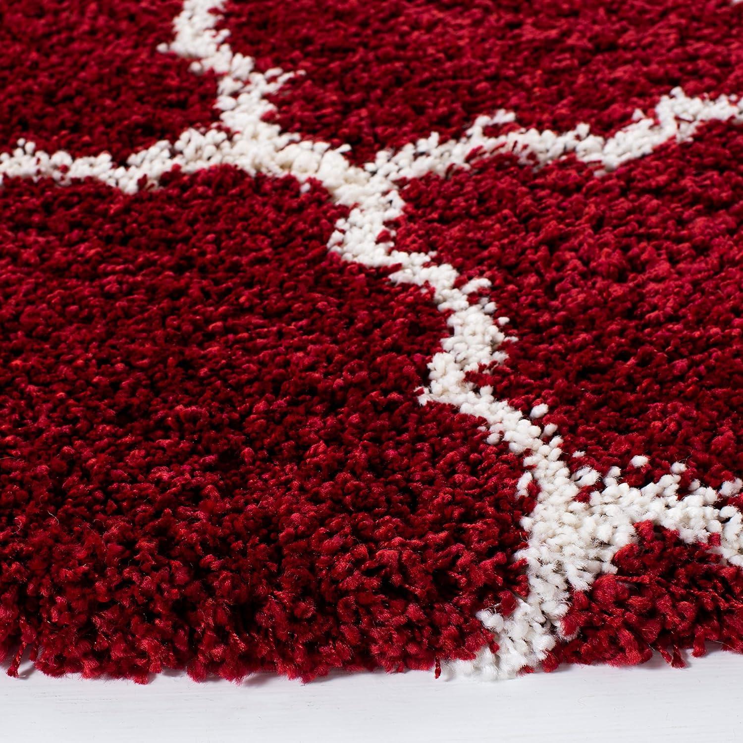Hudson Shag SGH280 Power Loomed Indoor Area Rug - Red/Ivory - 7' Round - Safavieh