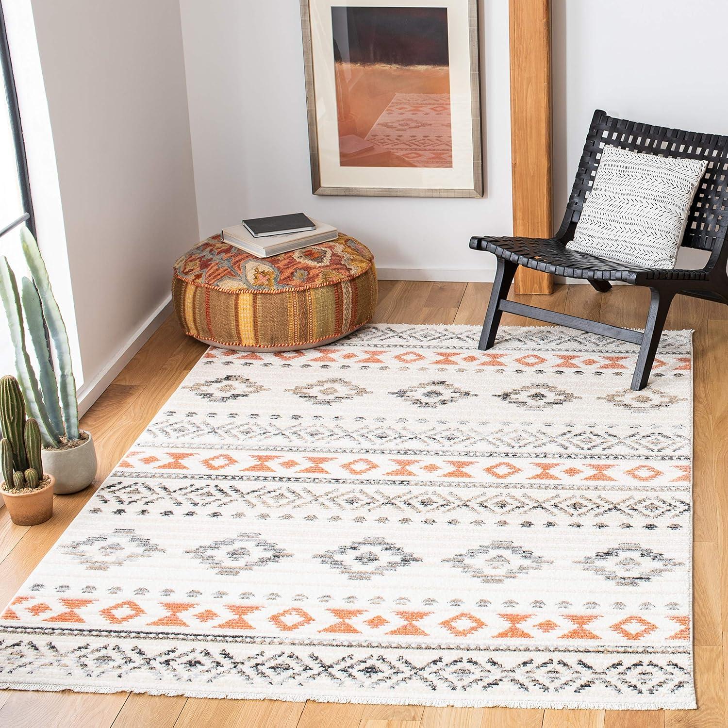 Sedona SED815 Power Loomed Area Rug - Ivory/Rust - 4'5"x6'1" - Safavieh.