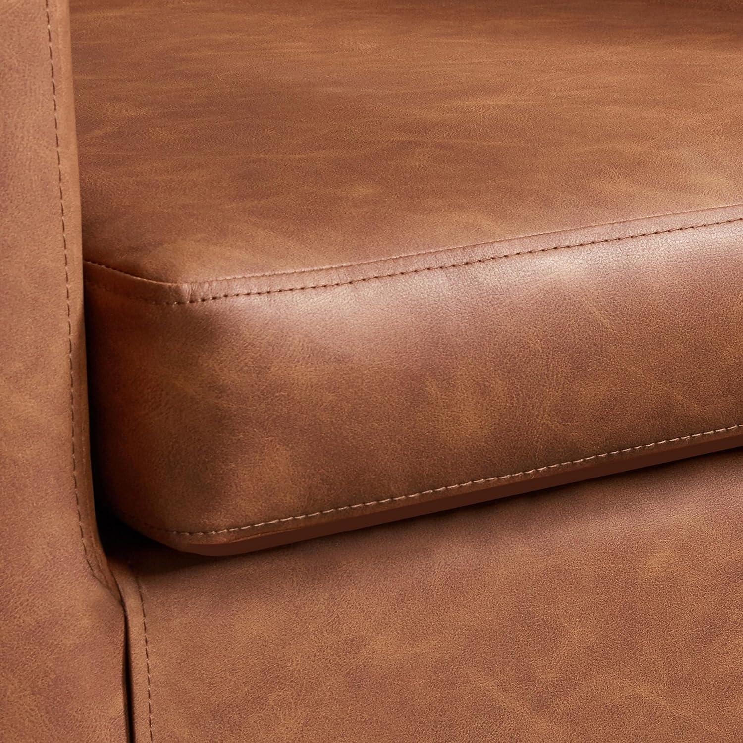 Yaheetech Faux Leather Upholstered Accent Chair Barrel Chairs, Brown
