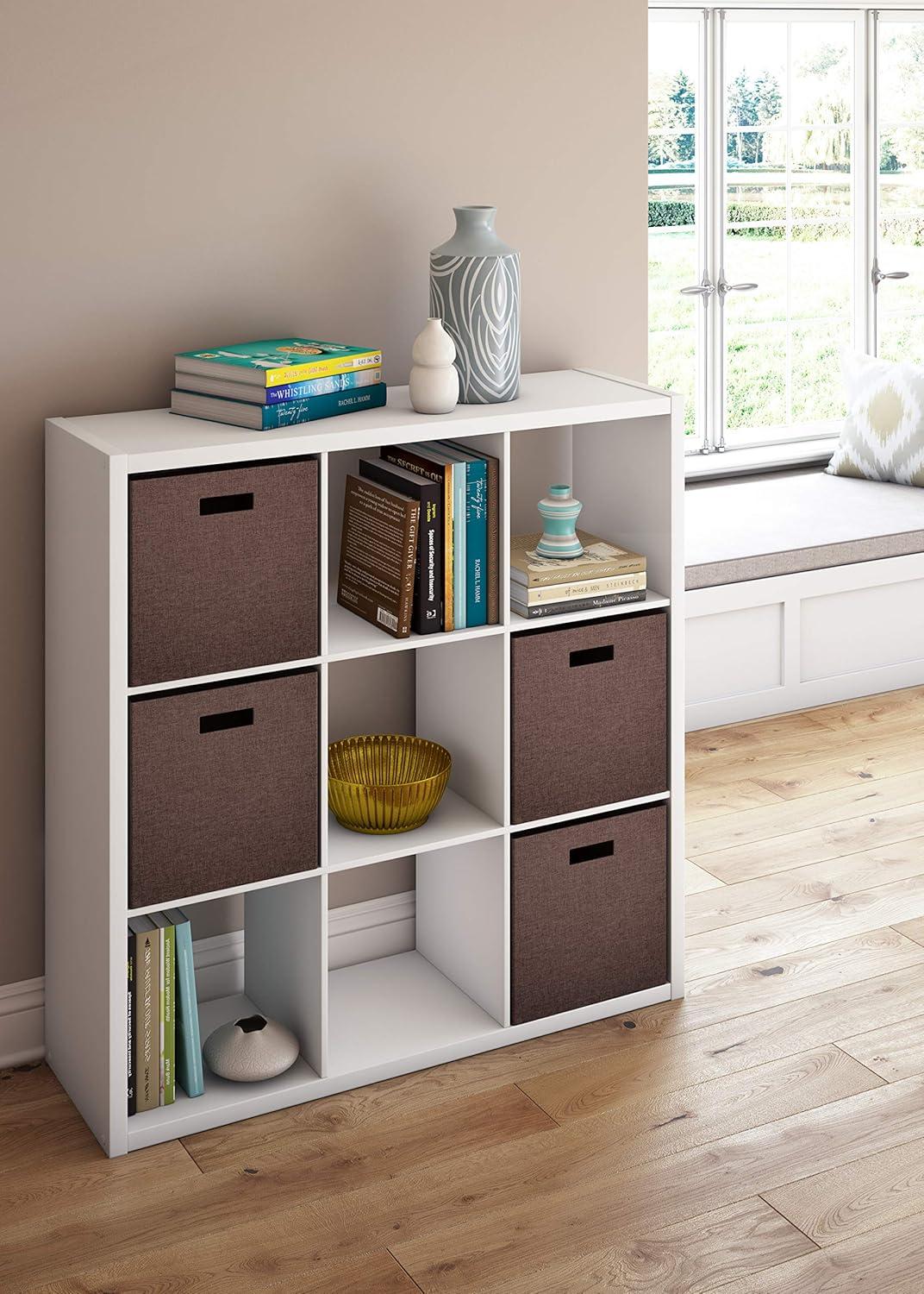 Contemporary White Engineered Wood 9-Cube Organizer for Kids