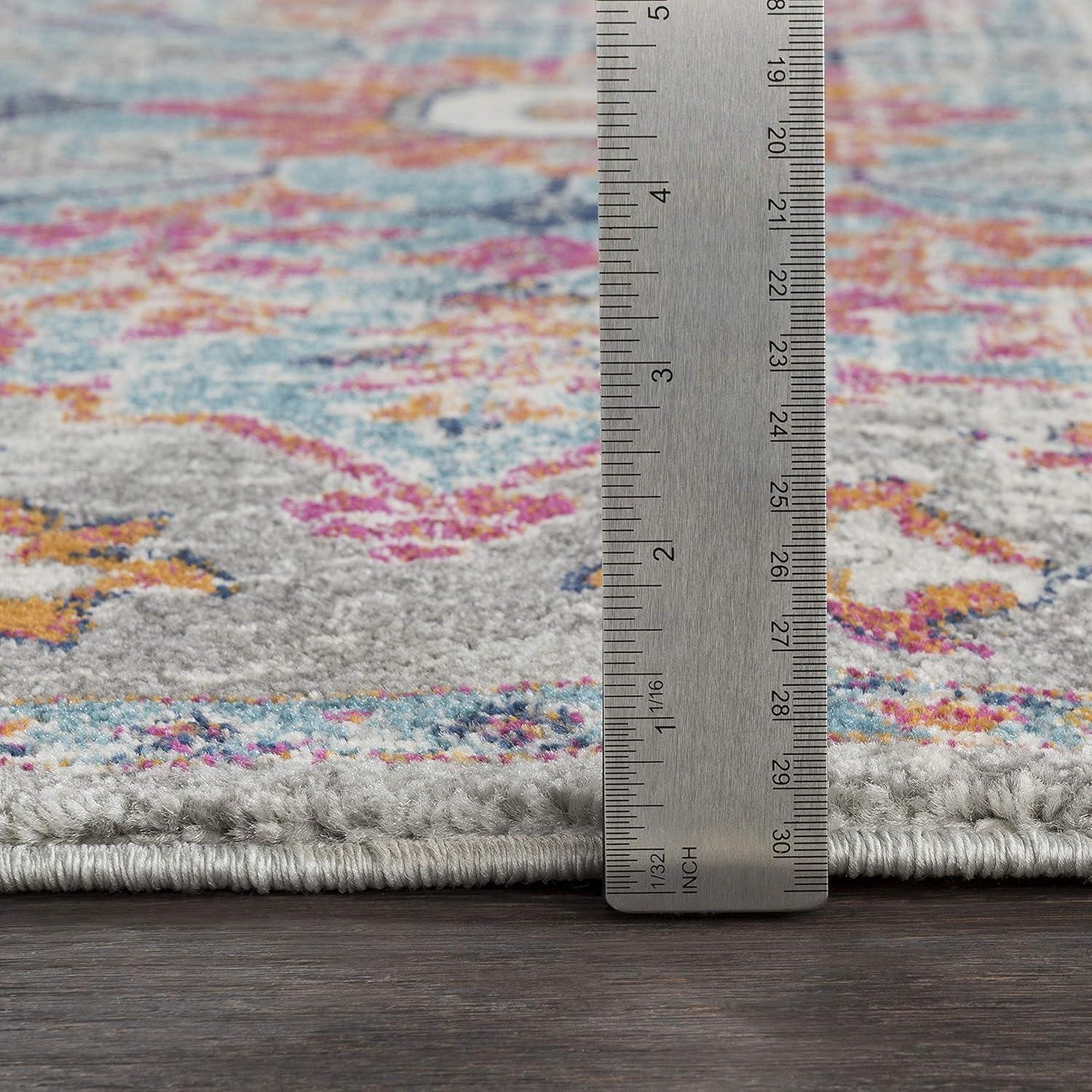 Livabliss Harput Vintage Medallion Area Rug,7'10" x 10'2",Aqua