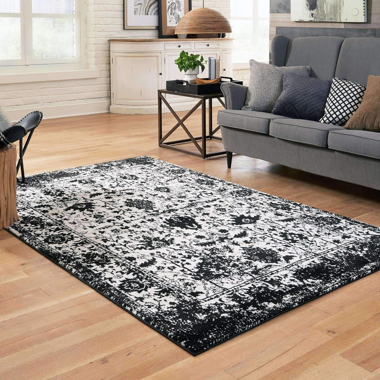 Unique Loom Portland Collection Bohemian Vintage Inspired Tone-on-Tone Design Area Rug (8' 0 x 10' 0 Rectangular, Blue/ Ivory)